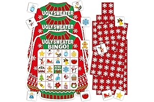 Funrous Christmas Bingo Game Ugly Christmas Sweater Merry Christmas Party Bingo Game Card, 24 Players