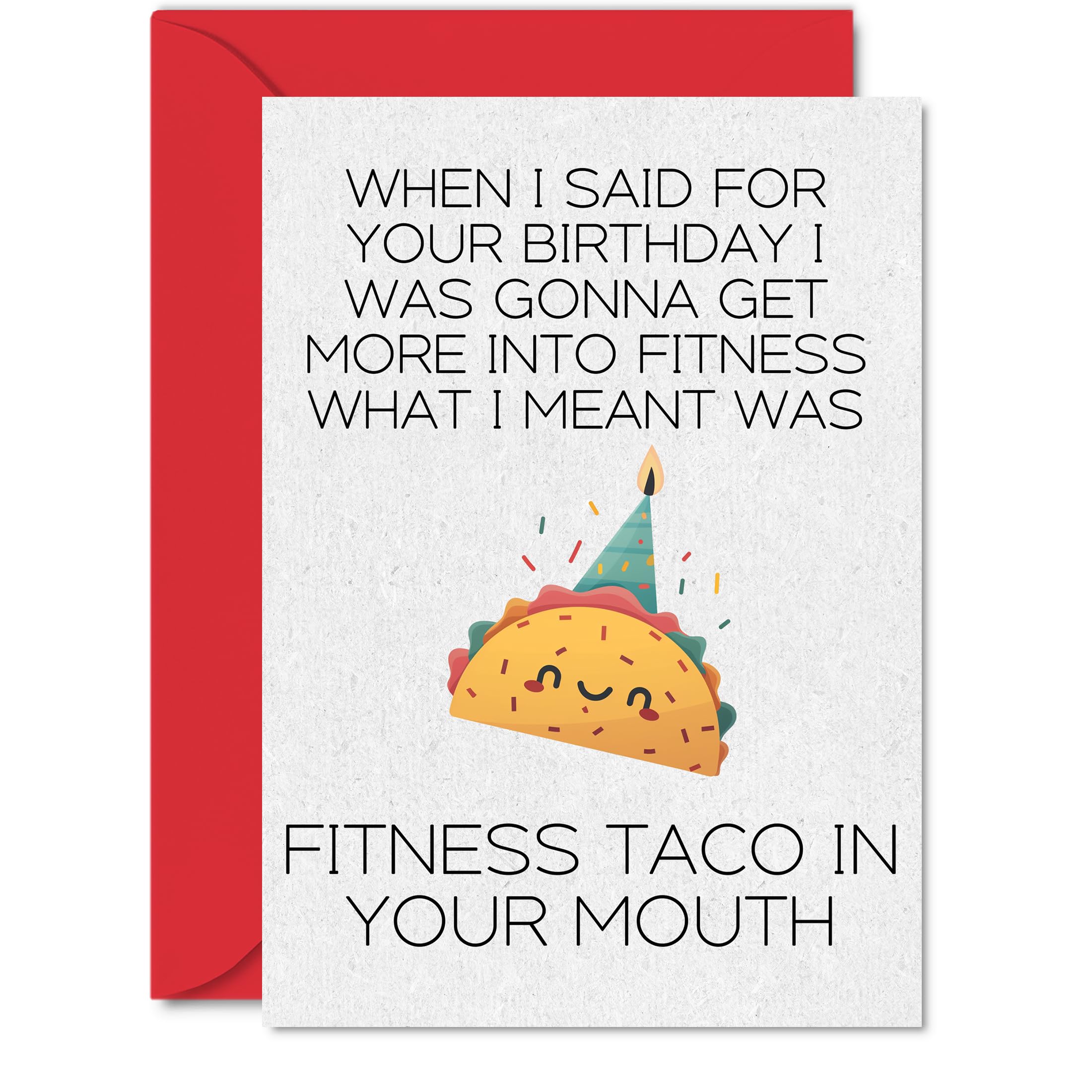 Funny Birthday Cards for Men - Fitness Taco - Adult Happy Birthday Card for Boyfriend Husband Partner, 5x7 Inch Inappropriate Humorous Bday Greeting Cards Him