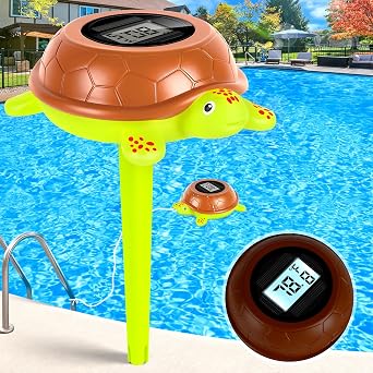DeeprBlu Digital Pool Thermometer Solar Powered, Ultra-Precise Pool Thermometer Floating Easy Read with Large LCD Backlit Screen | Rope, IP68 Waterproof Pools Water Temperature Guage for Spa, Green