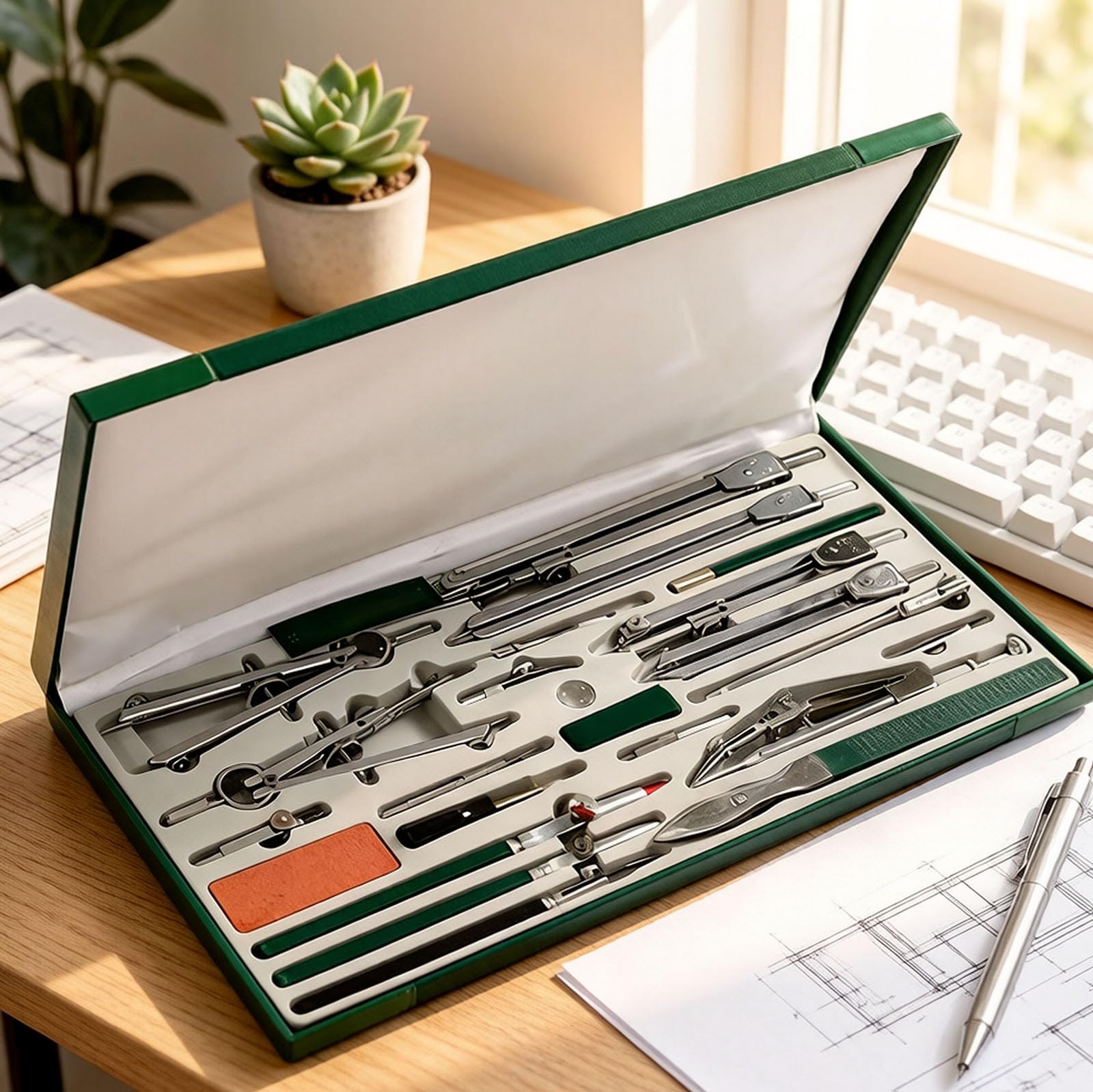 Set Da 23 Pezzi Per Geometria, Strumenti Da Geometria In Metallo Con Compasso Da Disegno, Strumenti Professionali Per Il Disegno Tecnico E Ingegneristico, Per Il Disegno Tecnico E La Creazione Cerchi