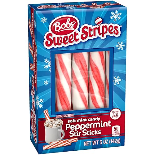 Miniatura 5 de Brach's Bobs Sweet Stripes - Palitos de menta suave con diseño de rayas, caramelos navideños, caja de 5 onzas, 10 unidades