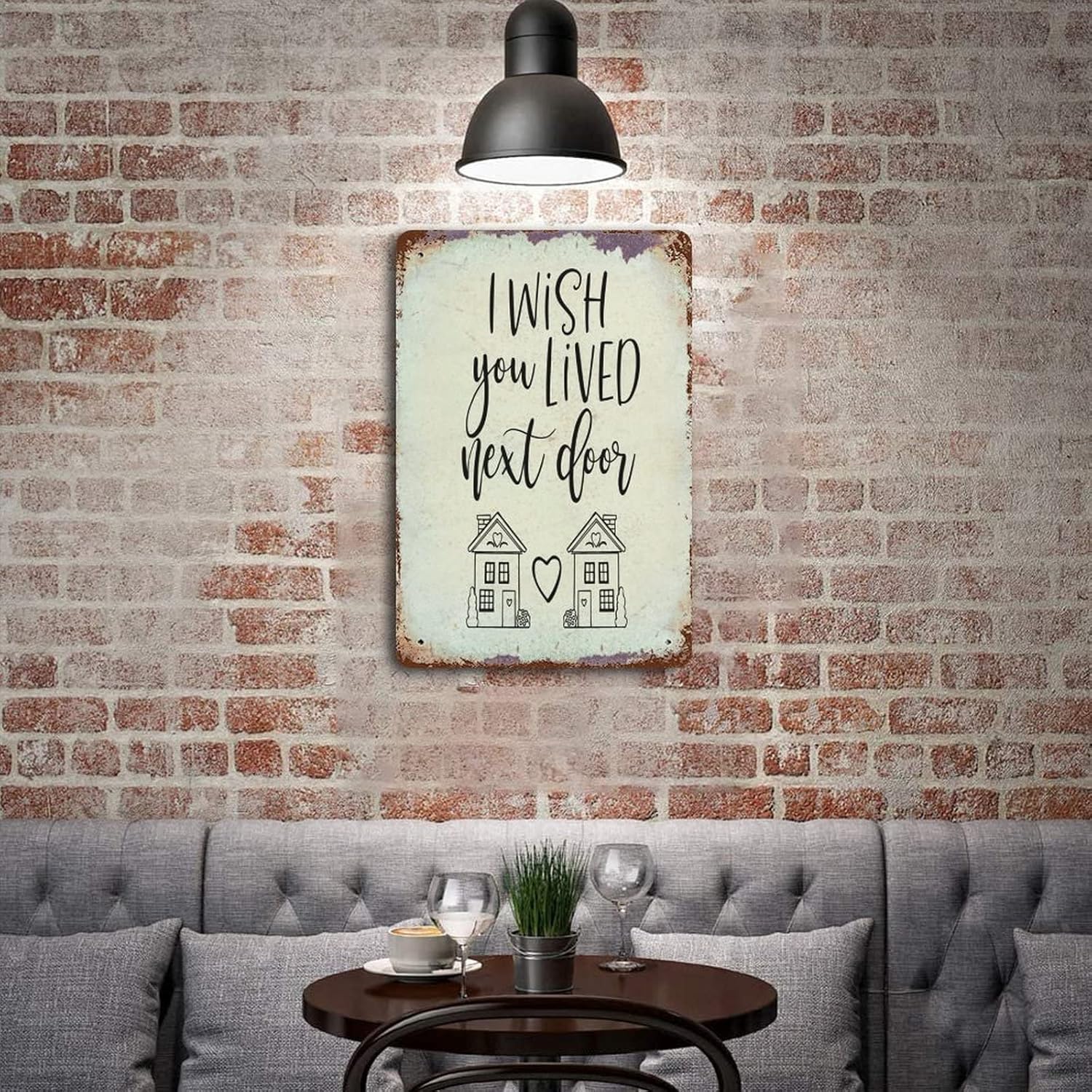 I Wish You Lived Next Door Retro Metal Sign Rustic Farmhouse Christmas Aluminum Tin Metal Signs for Indoor Outdoor Garden Wall Art Home Decor Hanging Poster Housewarming Gift 12"x18"