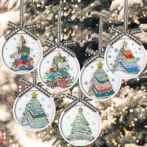 Syhood 6 Pcs Christmas Book Ornament Book Lovers Gifts Christmas