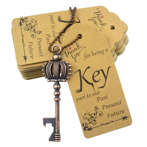 52Pcs Crown Skeleton Key Bottle Opener for Wedding, Guests(Copper) |