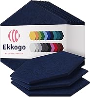 Vista 48 de Paneles insonorizantes de alta densidad para pared, forma hexagonal, paquete de 12 unidades de 14" x 12.1" x 0.4", color naranja de los años 70 70'S