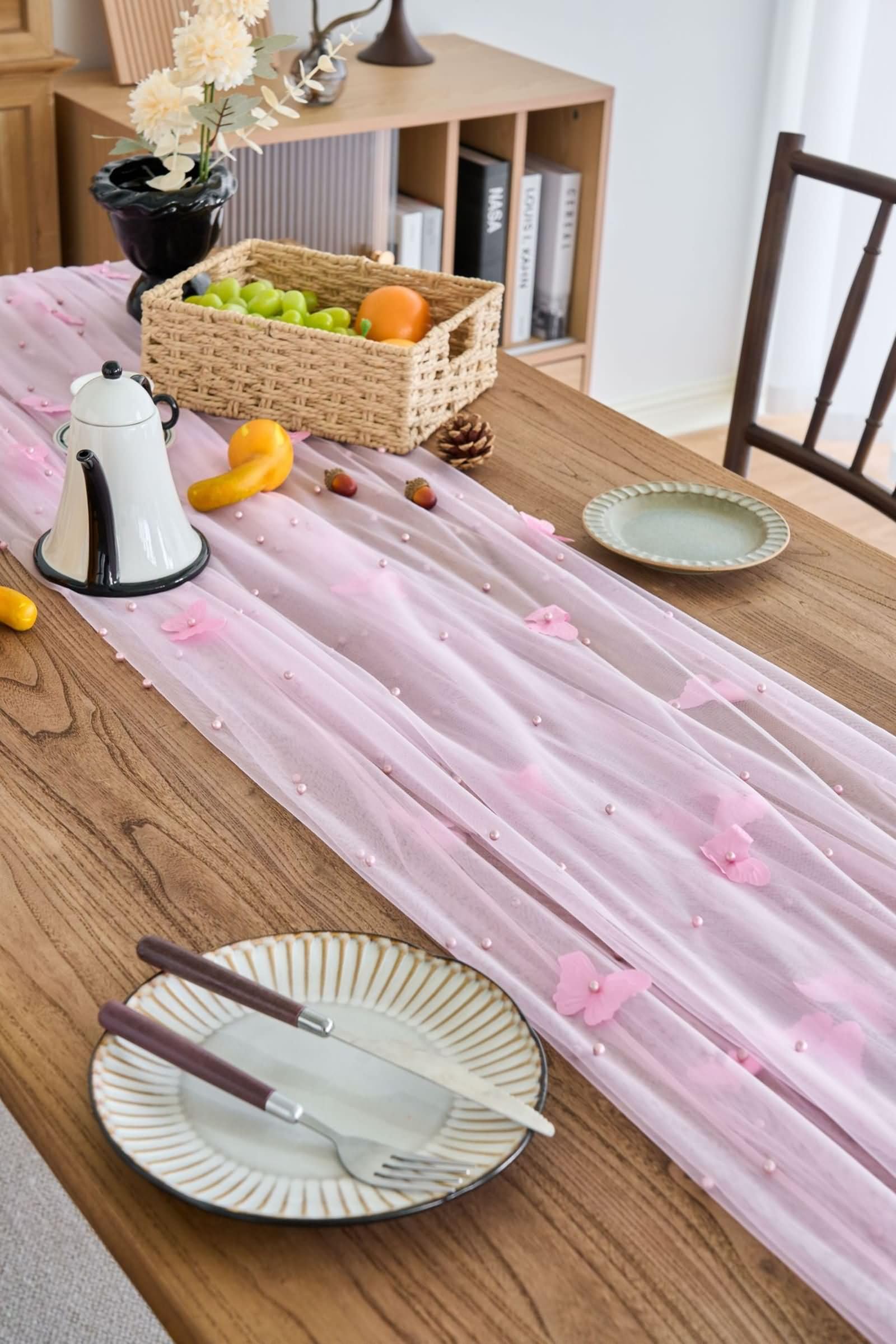 Moderne Tischläufer Rosa mit Geblümt,Polyester,150x300cm