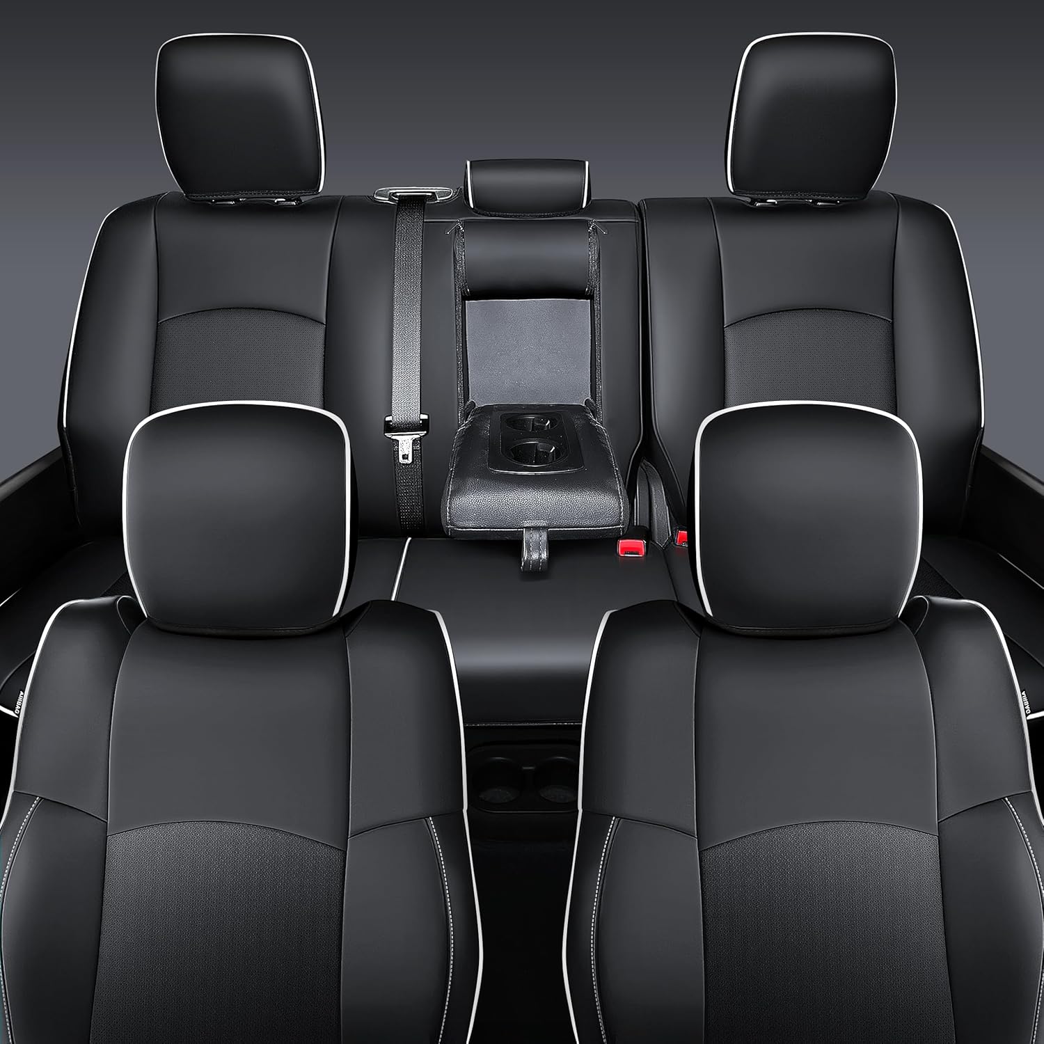 Premium Faux Leather Seat Covers Custom Fit for Dodge RAM 1500 (2012-2019 Lone Star) & RAM 1500 Classic (2019 Laramie) Crew Cab - Fully Covered - (D1 Size, Confirm with Fitment Guide Before Order)