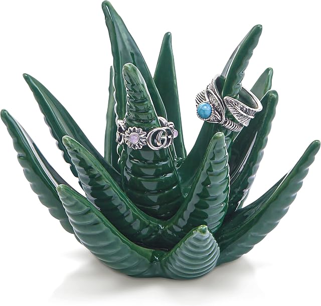 Titanape Aloe Ring Holder, Gifts for Women Birthday, Unique Jewellery Holder Gift for Mum, Friend, Girls, Her, Novelty Wedding Bridesmaid Christmas Gift