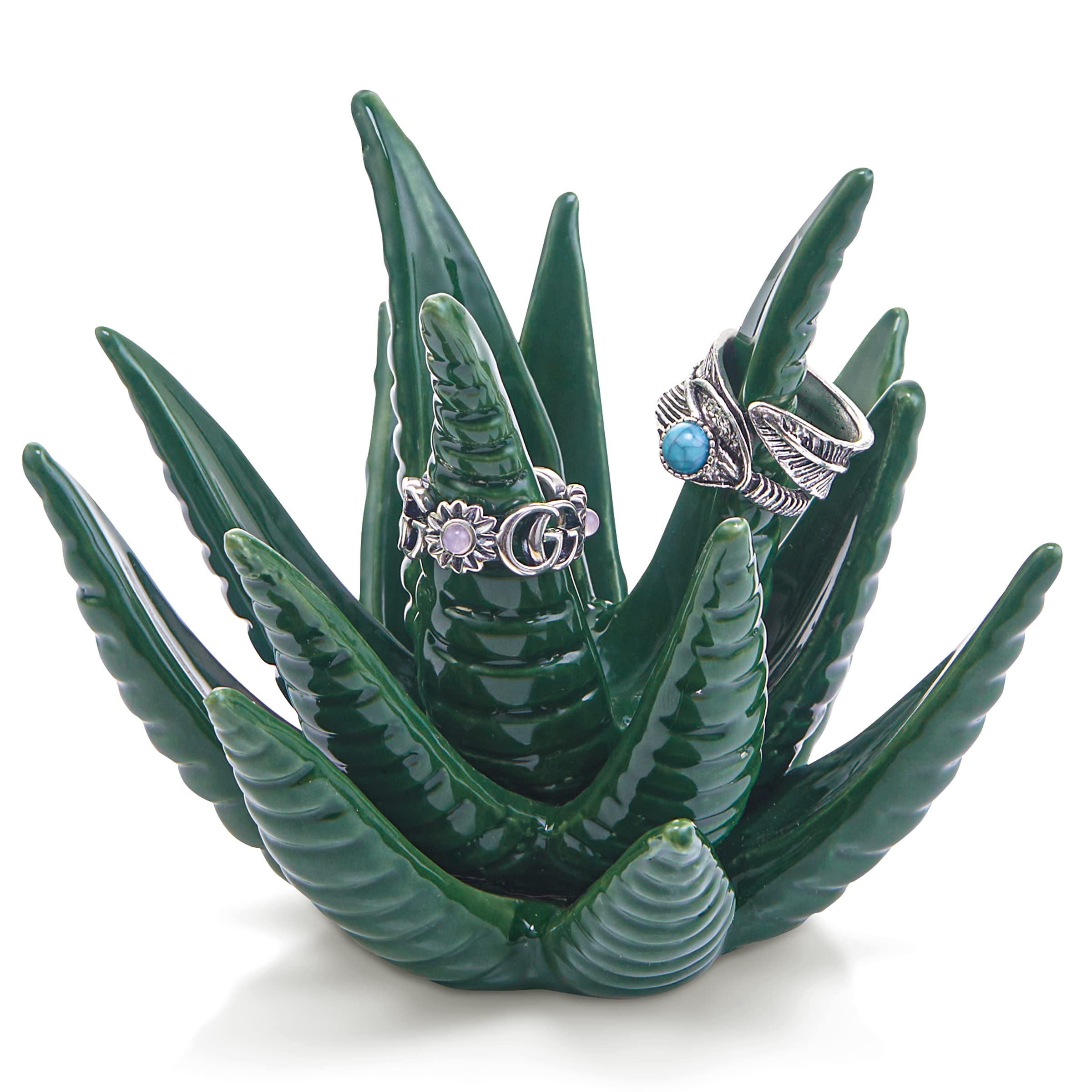 Porte-bague cactus en céramique pour décorer une table de chevet