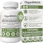 Supplément d'ashwagandha biologique 4X force 3 000 mg PAR CAPSULE UNIQUE, 120 capsules par bouteille Ashwagandha avec poivre noir pour une absorption améliorée. Fabriqué au Canada, végétalien, sans gluten et non-OGM