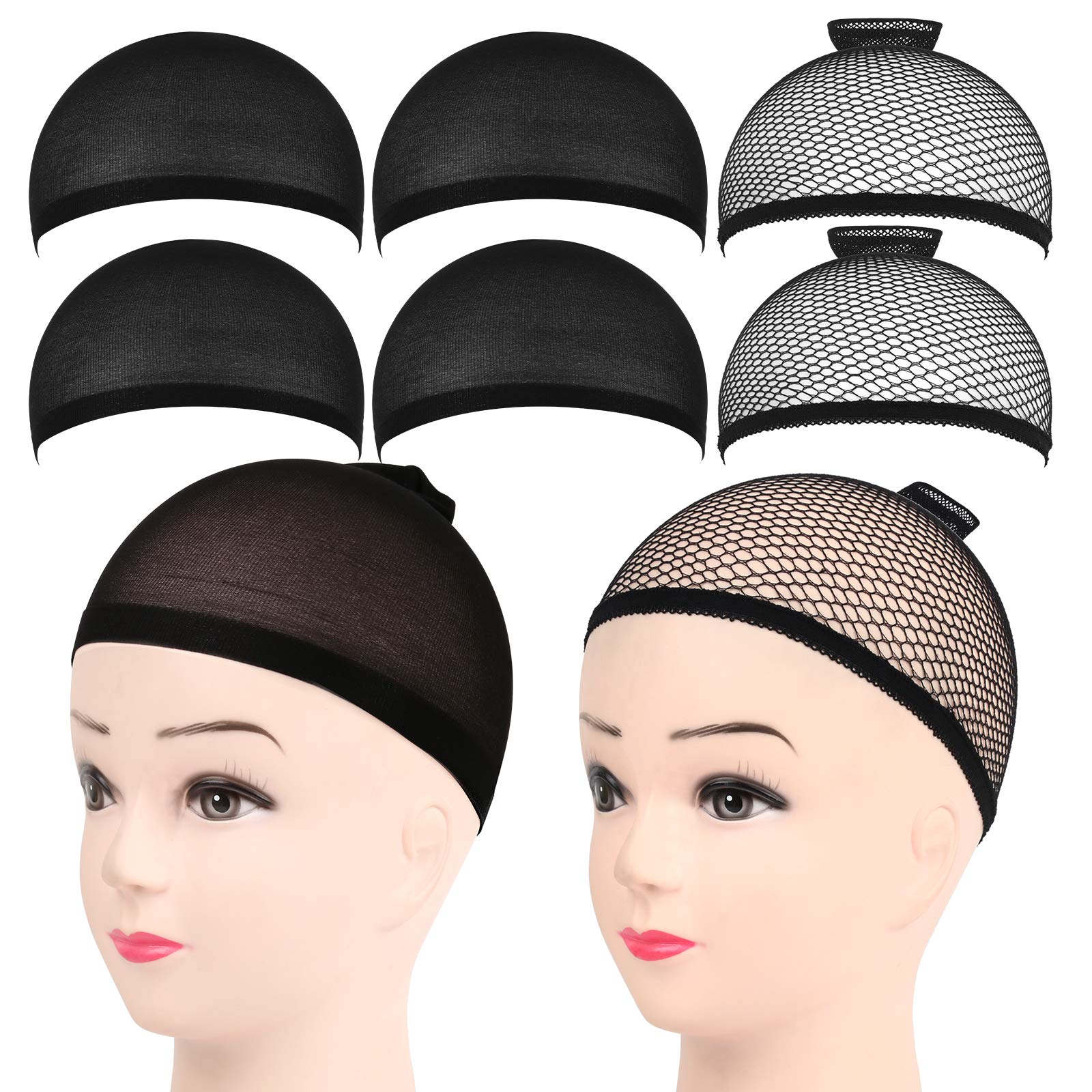 PYEUIFT 6 Stück Perückenkappen - Atmungsaktives Nylon-Haarnetz, Dehnbar, Für Perücken & Natürliches Haar