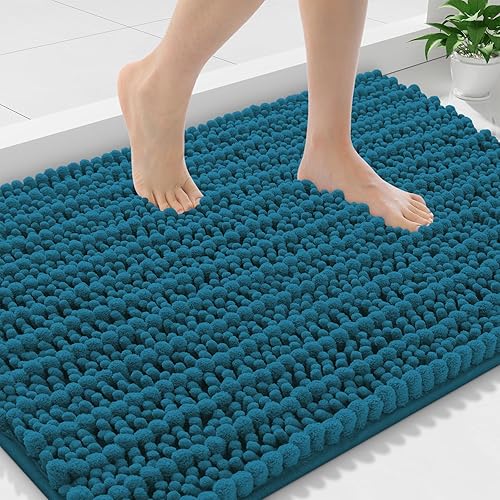 Miniatura 22 de Smiry Alfombras de Baño 24 x 16 pulgadas, Tapetes de Baño de Chenilla Extra Suaves y Absorbentes, Respaldo de Goma Antideslizante, Lavable a Azul