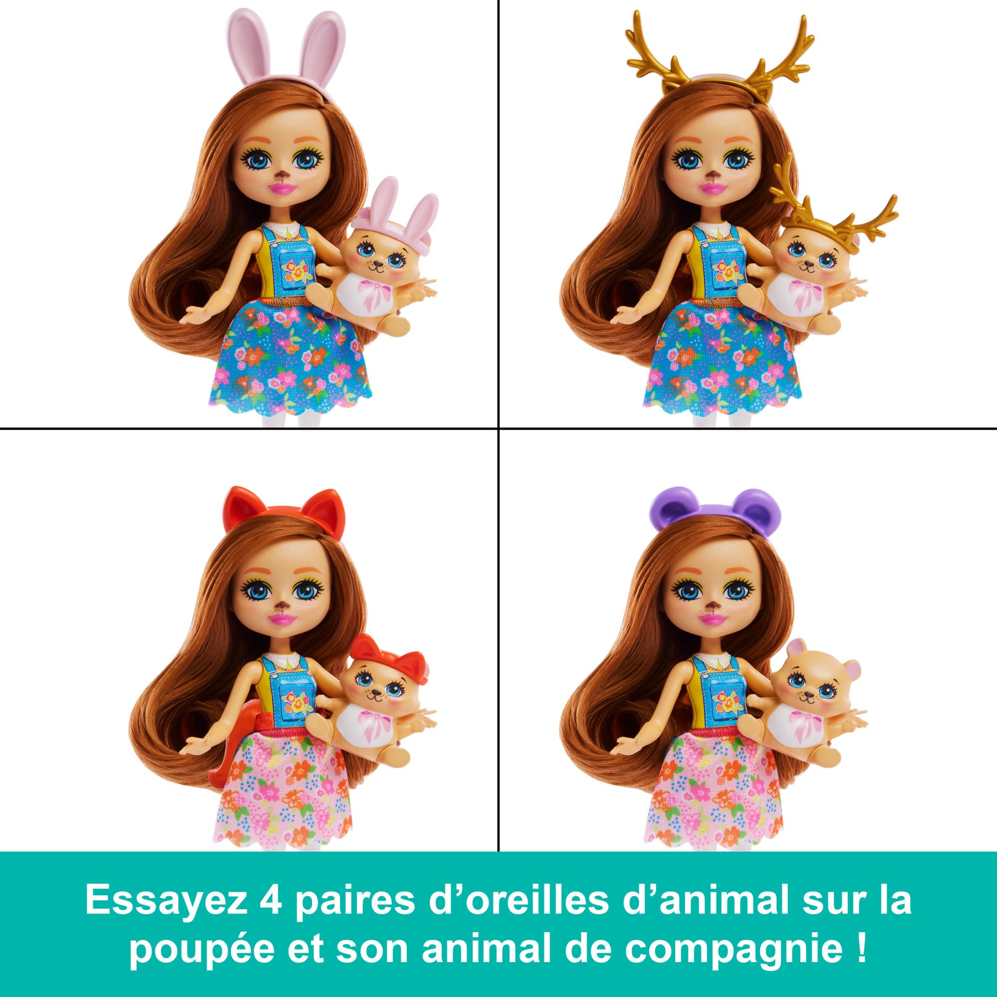 Enchantimals La Maison de l’Amitié Coffret avec mobilier, 1 poupée et Son Animal de Compagnie, Maison de poupée avec 7 Zones de Jeu et 24 Accessoires, HXL53