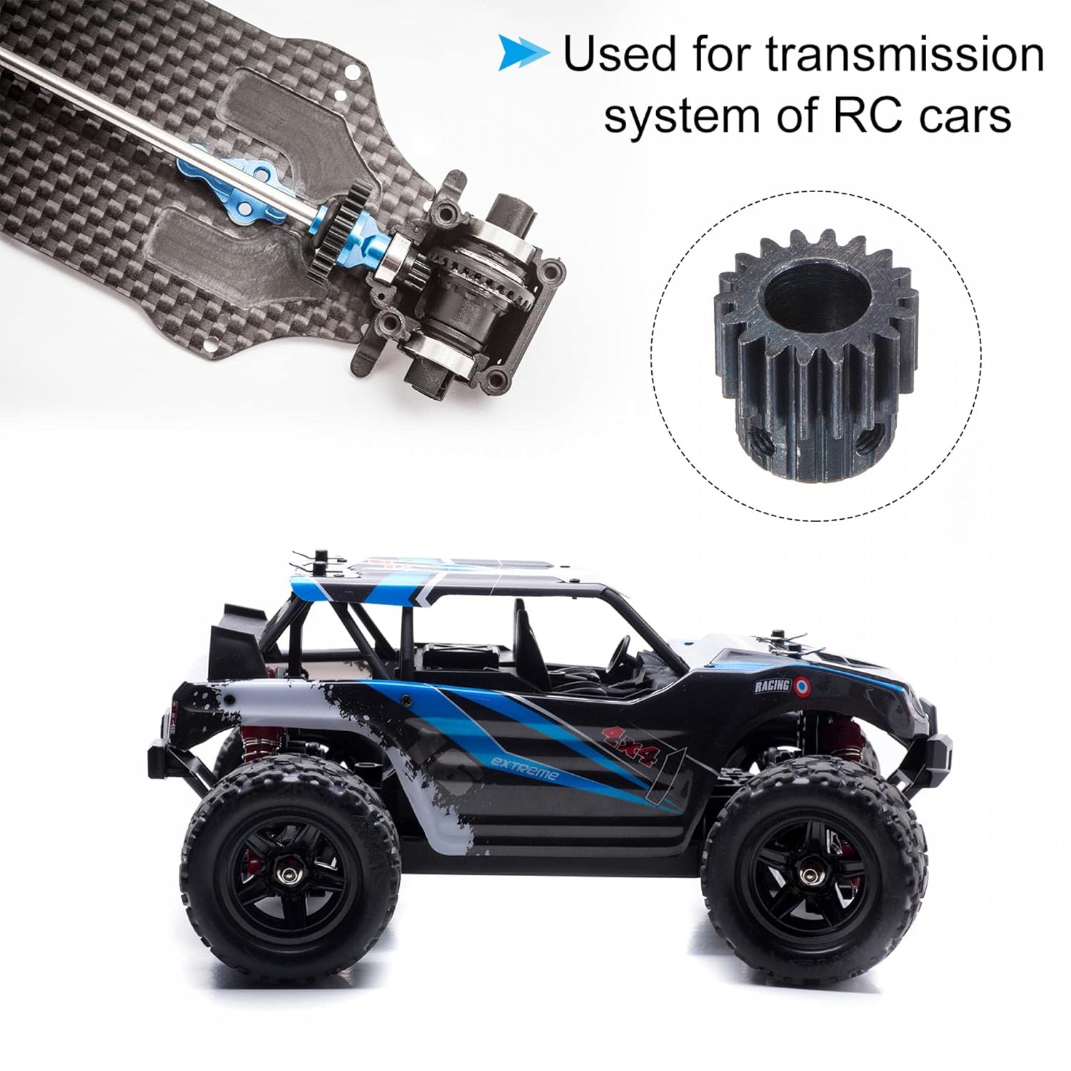 uxcell 1Mod 18T Pinion Gear 10mm Bore Hardened Steel Motor Rack Spur Gear with Step for RC Car Truck Buggy Gear Drive, 2 Set