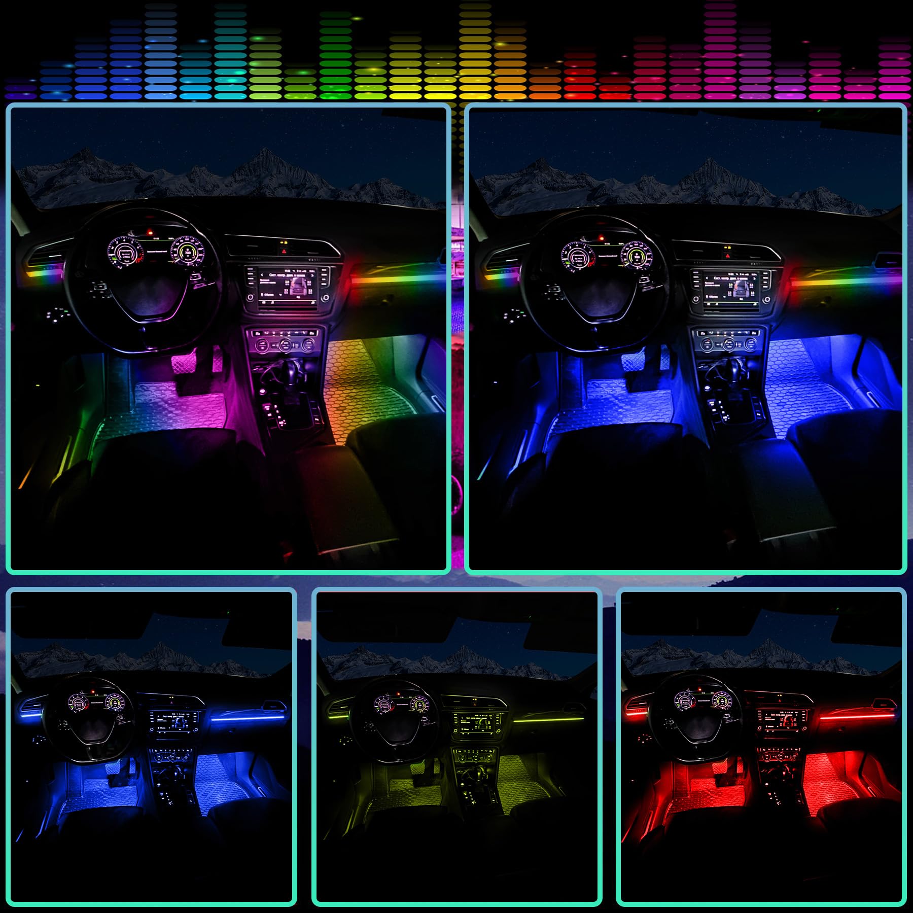 3T6B Auto LED Ambientebeleuchtung - 16 Millionen Farben App Steuerung