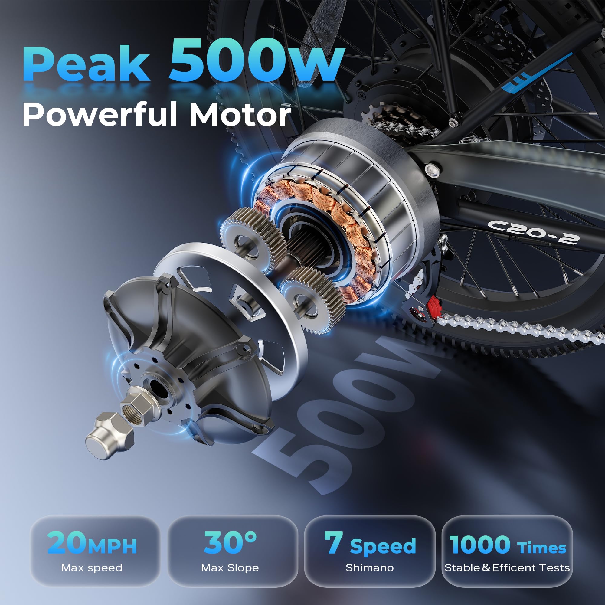 VARUN Electric Bike - Peak 750W Folding Ebike for Adults Up to 40 Miles 20MPH, 48V Removable Lithium-Battery, Stylish 20" Foldable Electric Bicycle Commuter for Women & Men