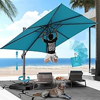 HOTEEL 10x10ft Cantilever Patio Umbrella - 360° Rotation, 5-Angle Adjustment, UV-Resistant Offset Umbrella for Pool Garden Patio