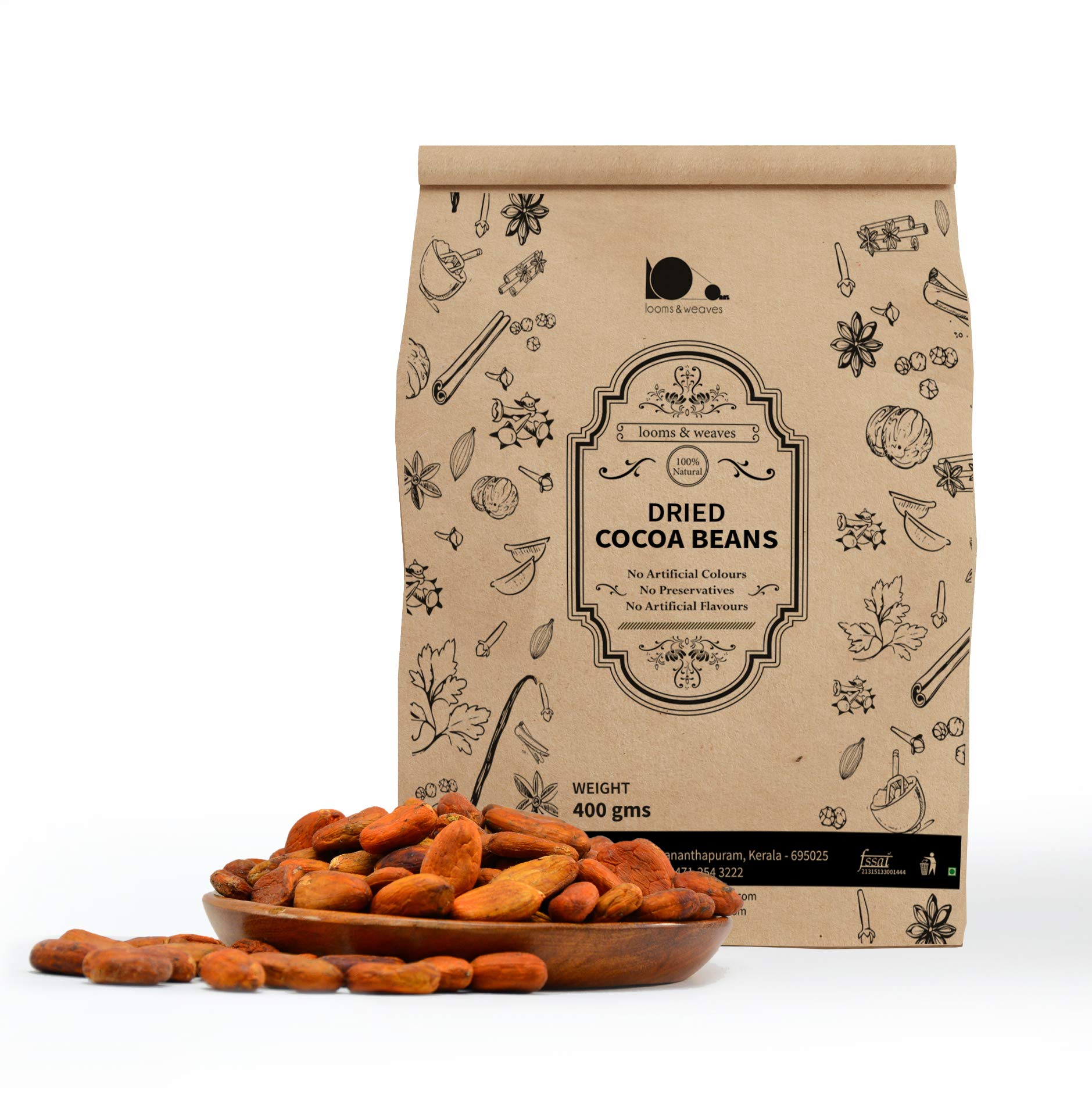 looms & weaves - Fermented & Sun Dried Raw Cocoa Bean - 400 gm (B01GNZW9LI) Amazon Price History, Amazon Price Tracker