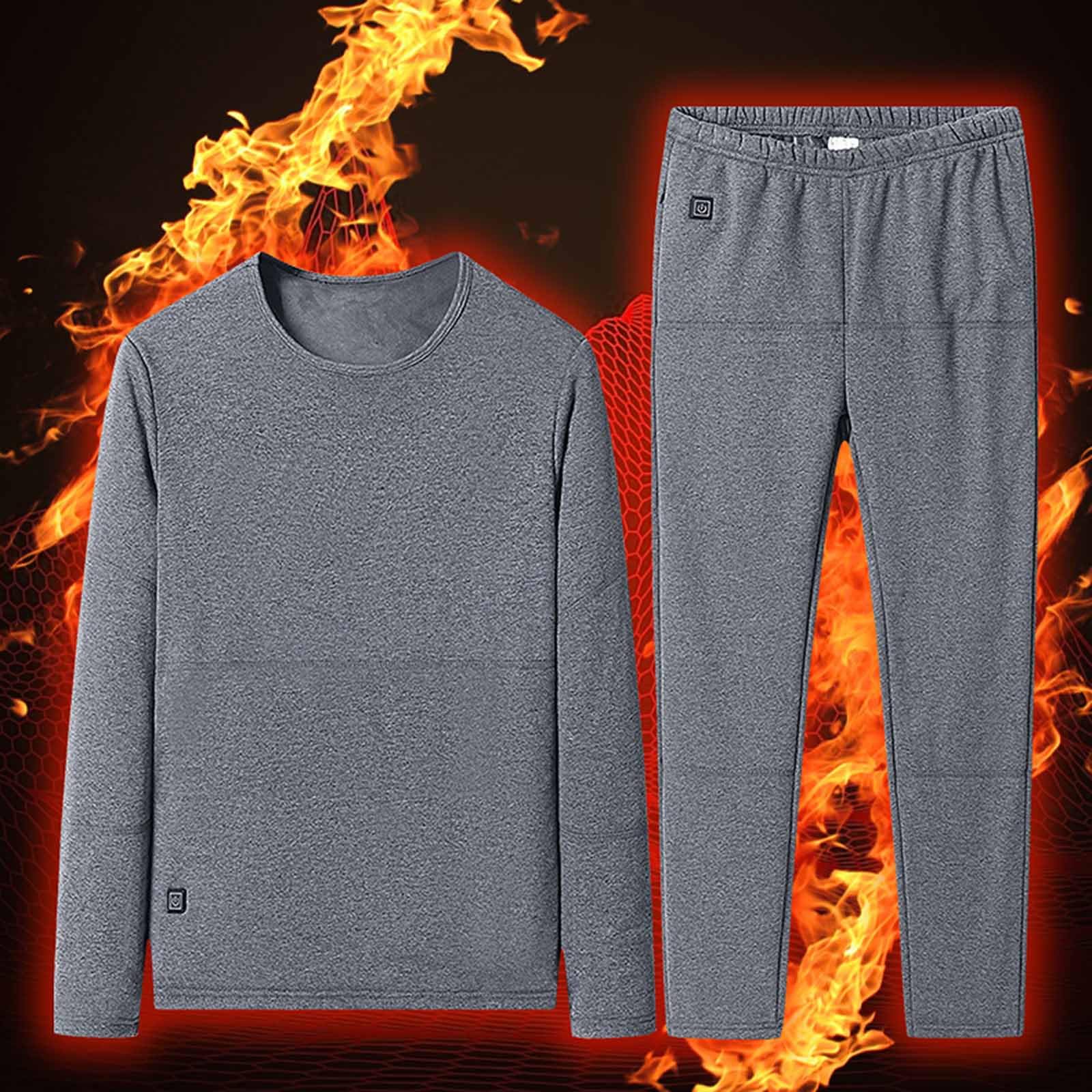 Ropa Termica Hombre,Conjunto Interior Calefactable USB 28 Zonas Calentadas | Ropa Térmica Calefactable 3 Controles de Temperatura, Camiseta Manga Larga y Pantalones Interior, para Esquí Motos Caza