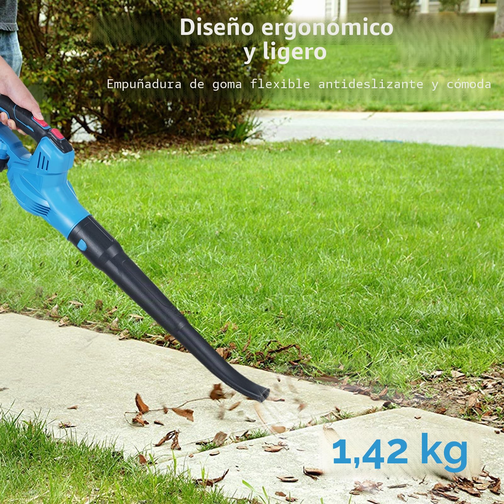 Soplador de Hojas Ligero, Soplador de Polvo Inalámbrico Ajustable de 2 Velocidades, 20V 450 W Potente Motor sin Escobillas, 150 mph Soplador de Nieve con Batería, con Batería de 2 * 2000mAh