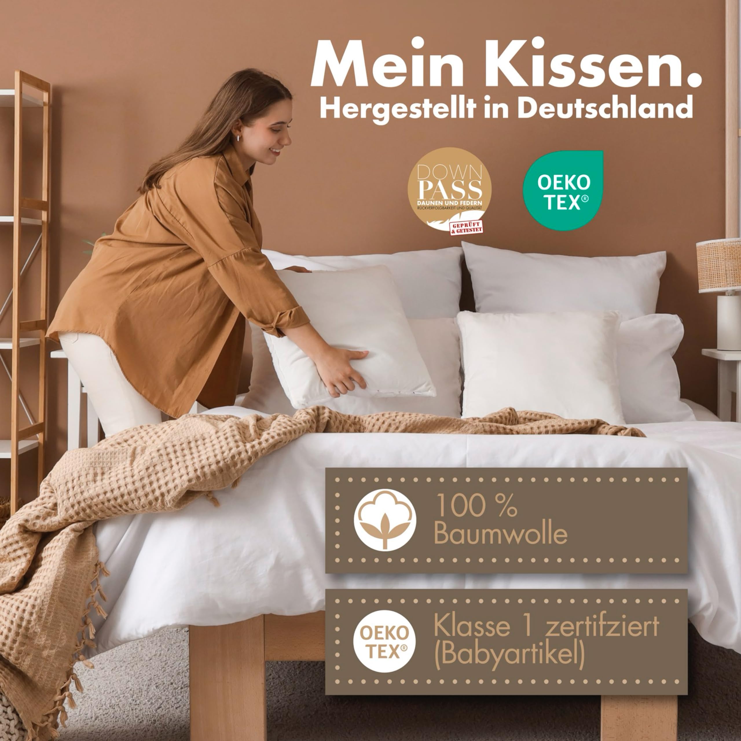 LILENO HOME 3-Kammer Daunenkissen 40x80 (2er Set) - Allergiker geeignet - Baumwoll Kissen 40x80 mit Federn & Daunen Füllung - langlebig & atmungsaktives Kopfkissen 40x80 Daunen u. Federfüllung