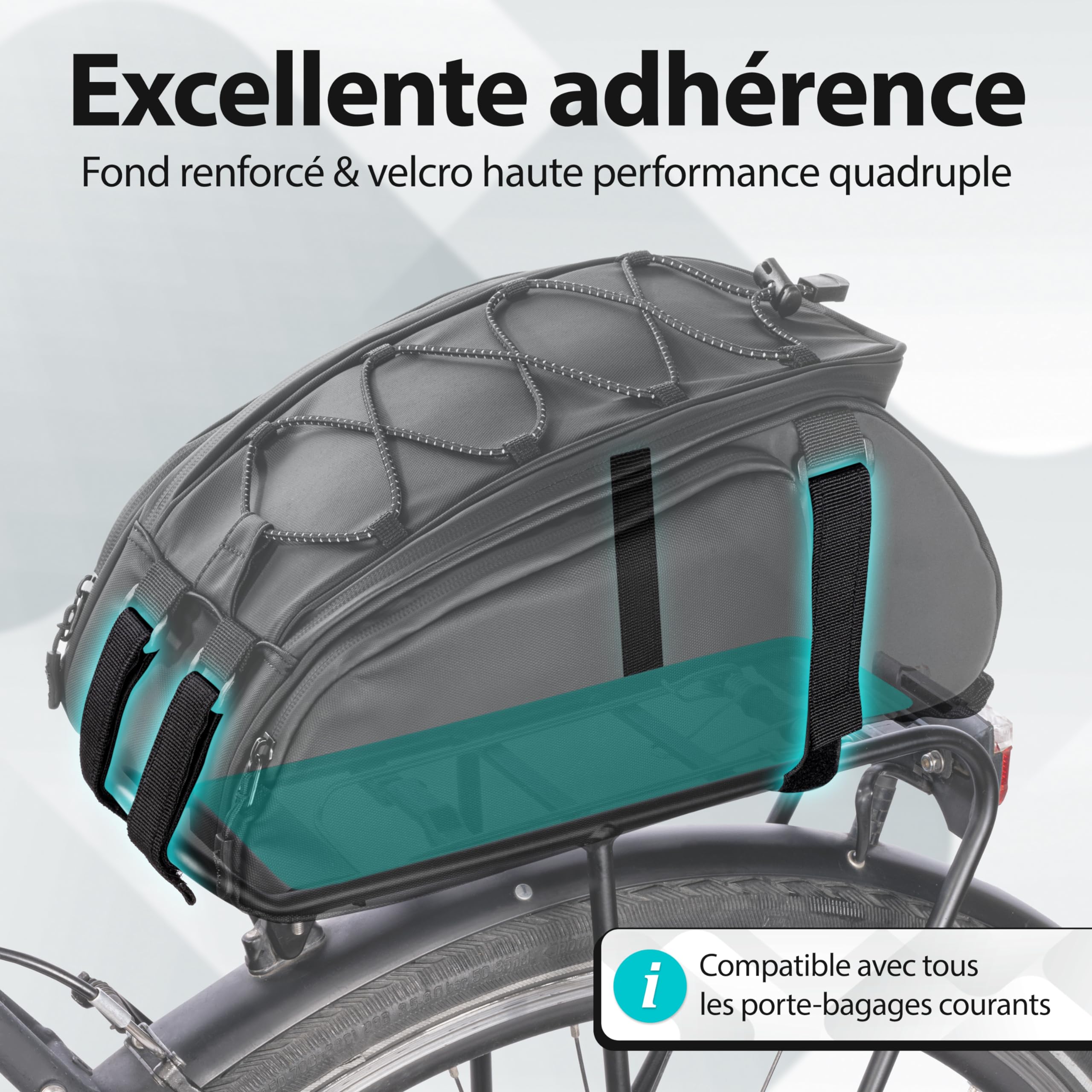 Valkental Sacoche de vélo 3 en 1 porte-bagages sac à dos, 10 l, imperméable réfléchissante poignée
