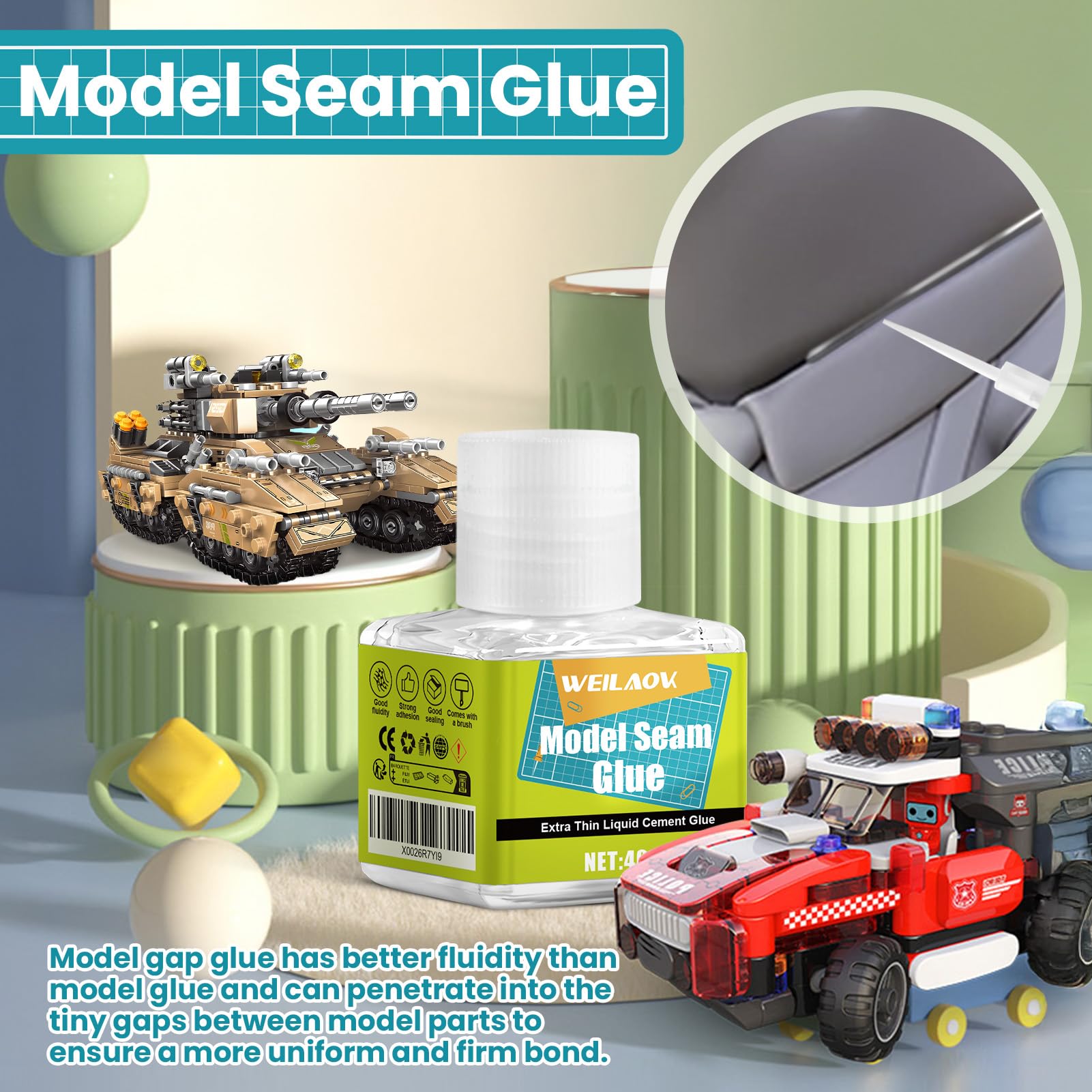 Pegamento Maquetas, Pegamento para Plastico, Pegamento Modelismo, Cemento Extrafino de Fijación Rápida, Varios Adhesivos Rellenos, Cola Transparente Manualidades para Maquetas, 40ml