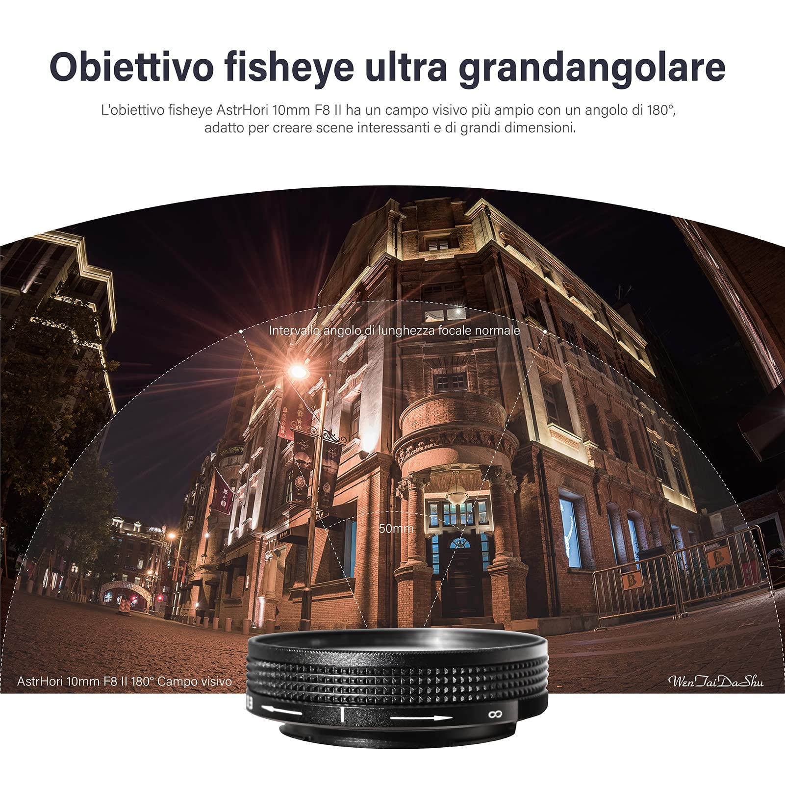 AstrHori 10mm F8 II Ultragrandangolare Lente Fisheye Obiettivo manuale APS-C Compatibile con fotocamera mirrorless Sony E-Mount A6000,A6300,A6400,A6500,A5100, A5000,A6600NEX-3,ecc(nero)