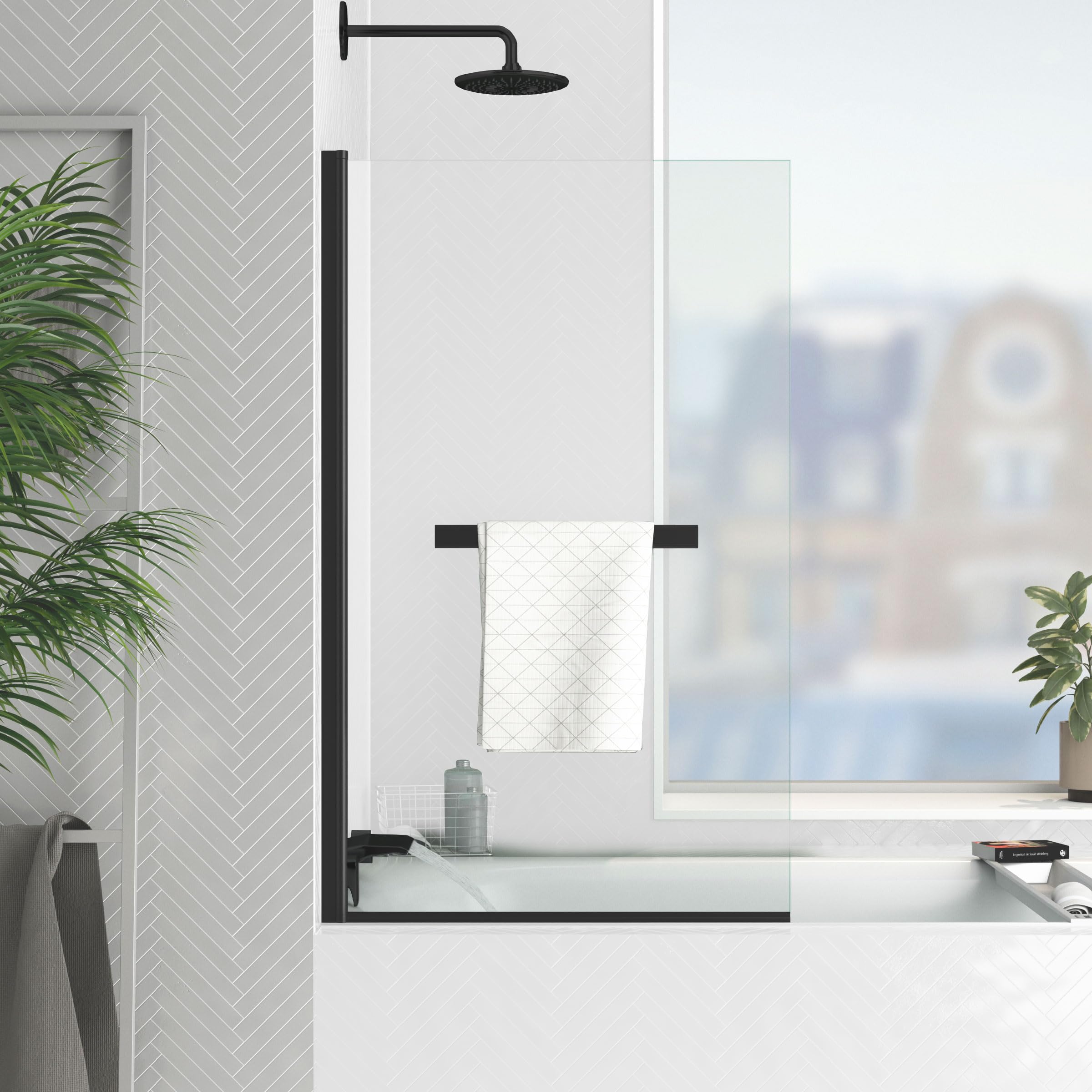 Marwell Black Touch - Mampara plegable para bañera, 120 x 70 cm, color dorado