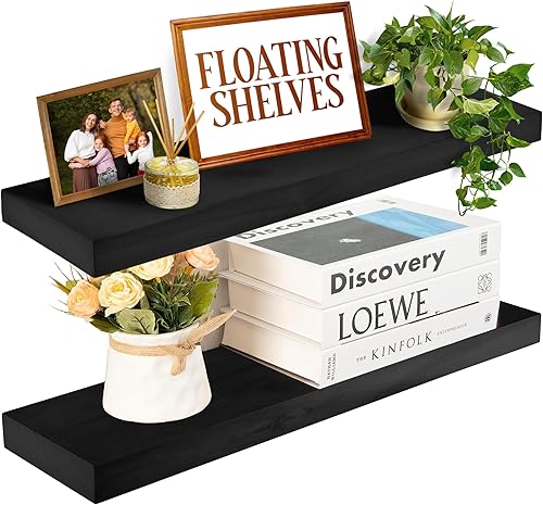 Imperative Décor - Juego de 2 estantes flotantes de madera rústica para pared hechos a mano en EE UU