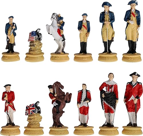 WE Games Juego de ajedrez de guerra revolucionaria americana, Polystone pintado a mano, solo piezas de ajedrez, juego de ajedrez de lujo para