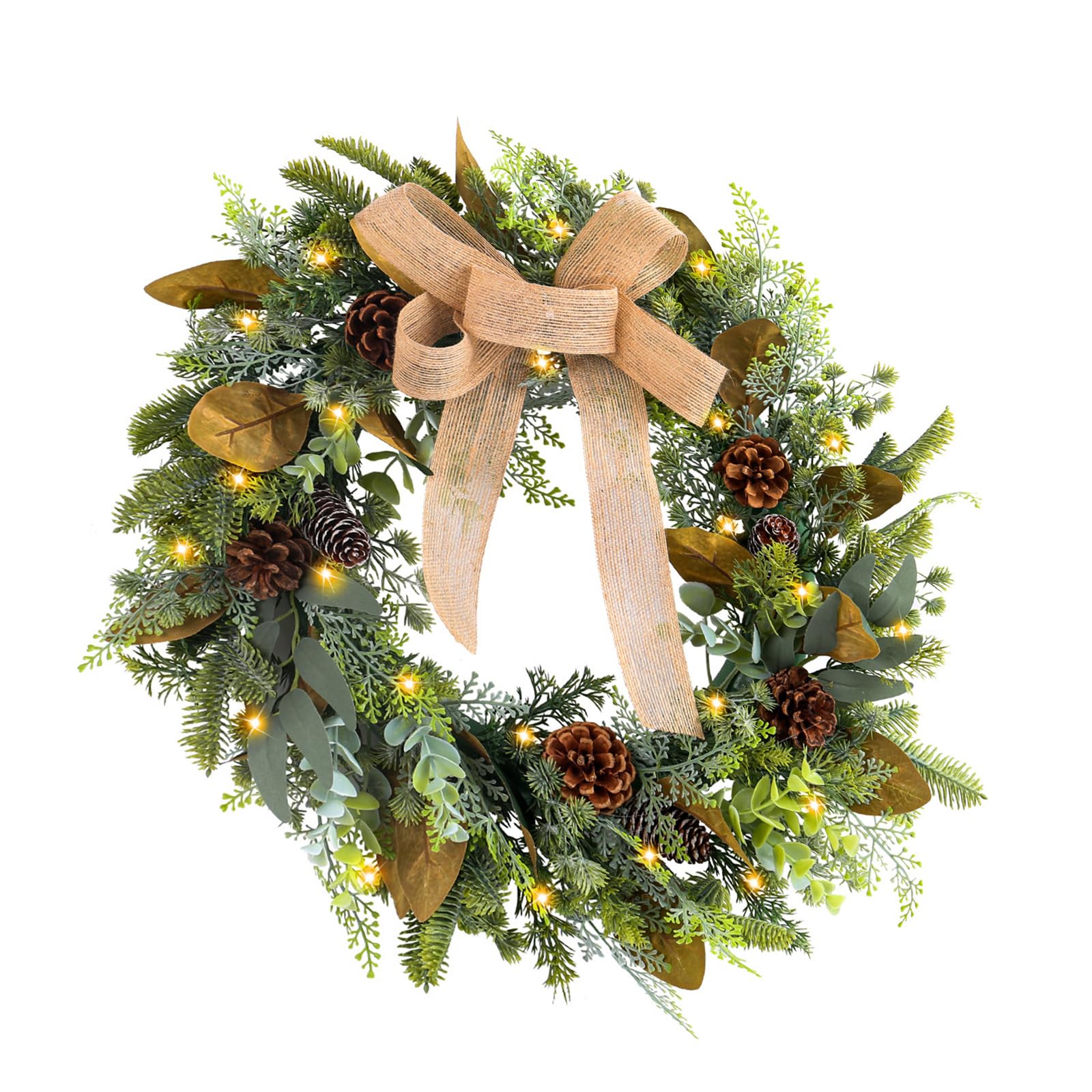 Kalttoy Multicolor Lifelikes Green Leaves And Bowknot Wreath Portable Fashion Accessory For Stylish Designs Door And Wall Decoration Festival Holiday Decoration