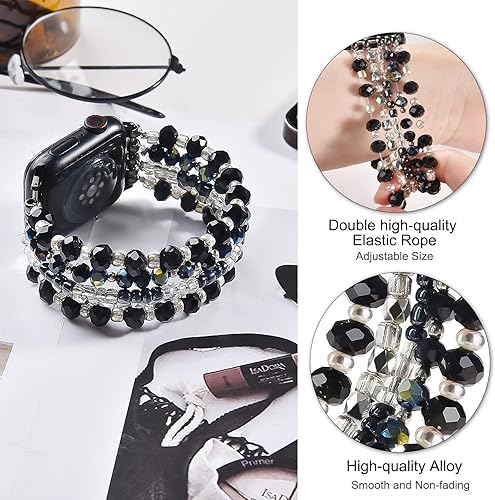 Miniatura 2 de VISOOM Pulsera de cuentas compatible con Apple Watch Band 1.575 in1.496 in1.614 in1.654 in Series 11 10 9 8 7 SE (3 2 1) Series 654 Correa de reloj