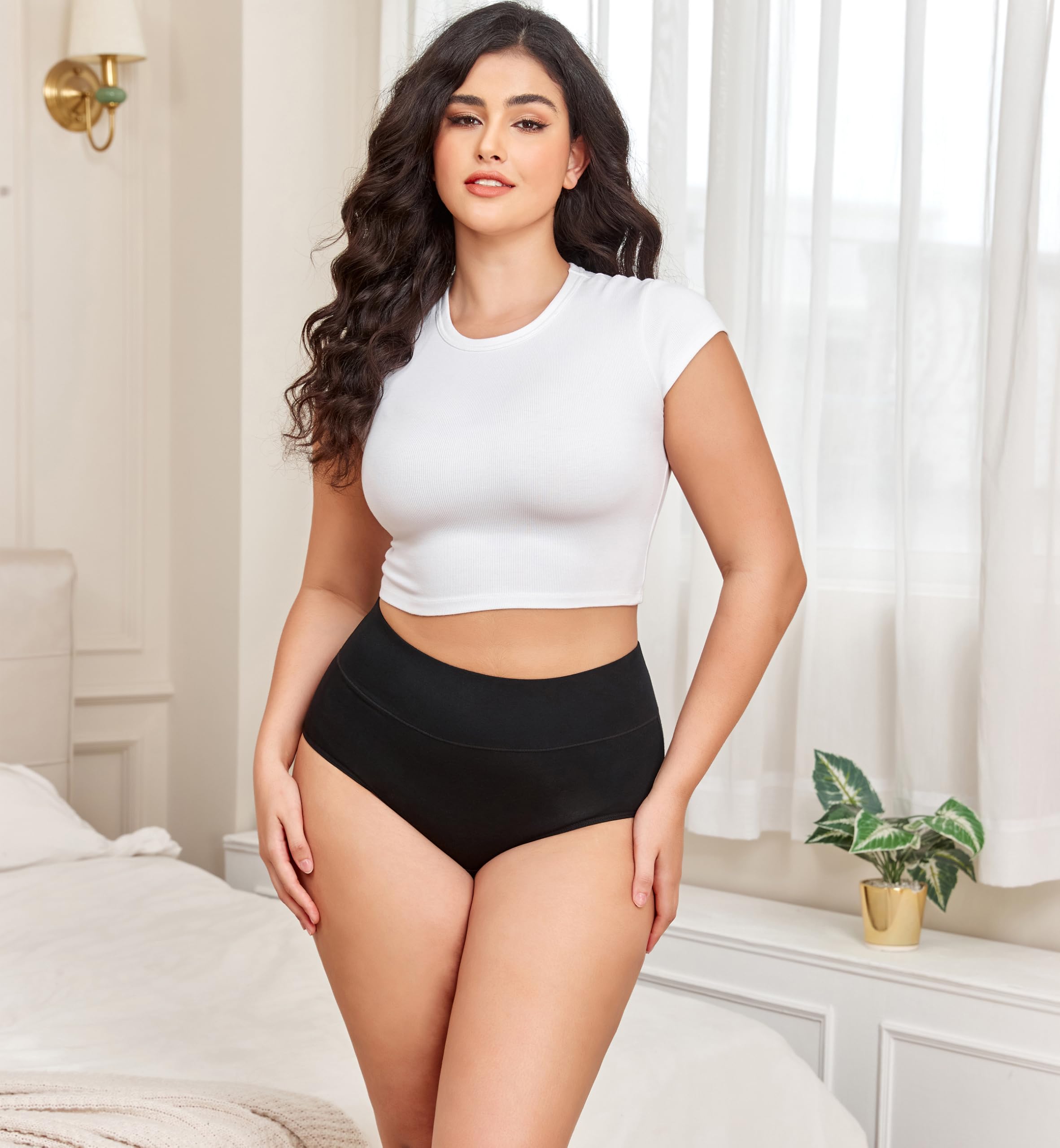 Maxi slip da donna taglie forti 16-32 mutandine a vita alta in cotone copertura completa biancheria intima confezione da 4