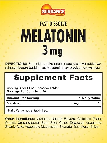 Miniatura 2 de Sundance Melatonina 3 mg de disolución rápida | 60 tabletas vegetarianas | Sabor natural de bayas | Suplemento vegetariano, sin OMG y sin gluten
