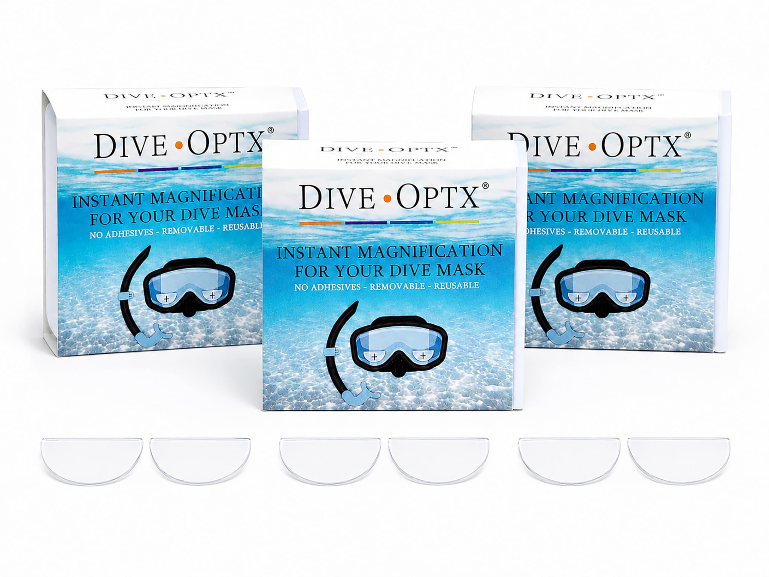 Calabria Hydrotac Dive OPTX - Lentes bifocales adhesivas para máscaras de buceo y gafas de buceo, activadas por agua, lectores reutilizables, Diameter: 1.6 Inches