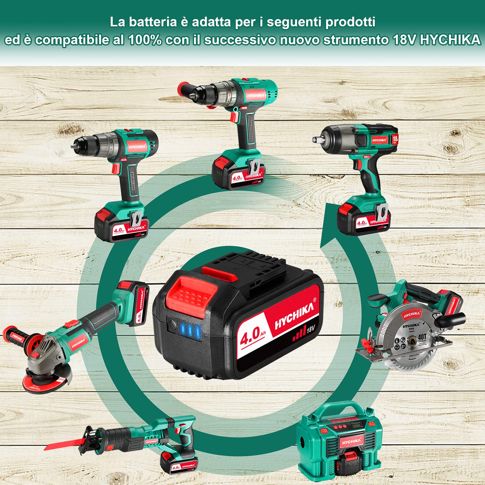 HYCHIKA 4.0Ah Batería 18V Recargable, Batería de Repuesto Para Todas Las Herramientas Eléctricas 18V de HYCHIKA
