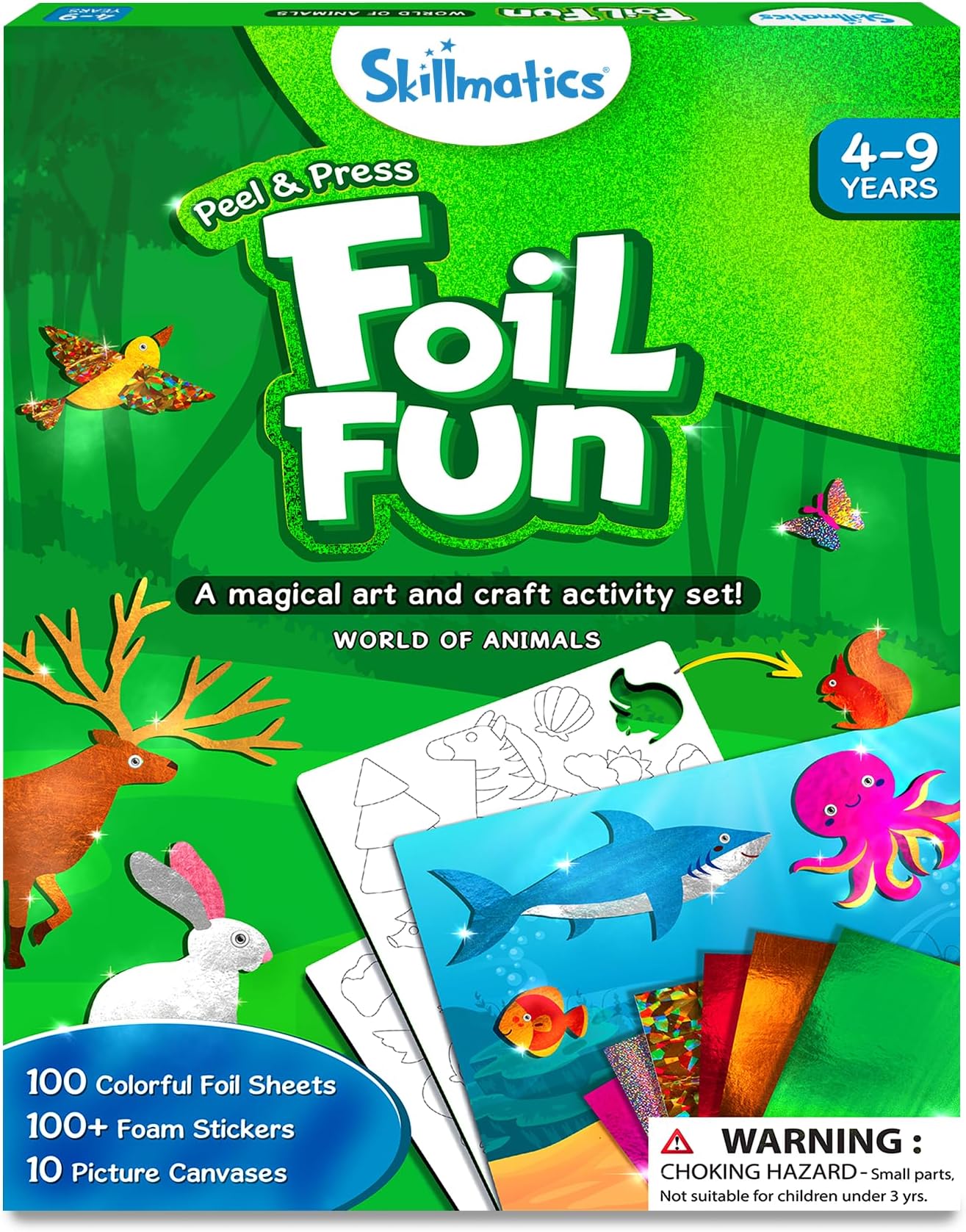 Skillmatics Foil Fun - Animals, No Mess Art for Kids, Travel Toys, Craft Kits, DIY Creative Activity, Gifts for Boys & Girls Ages 4, 5, 6, 7, 8, 9