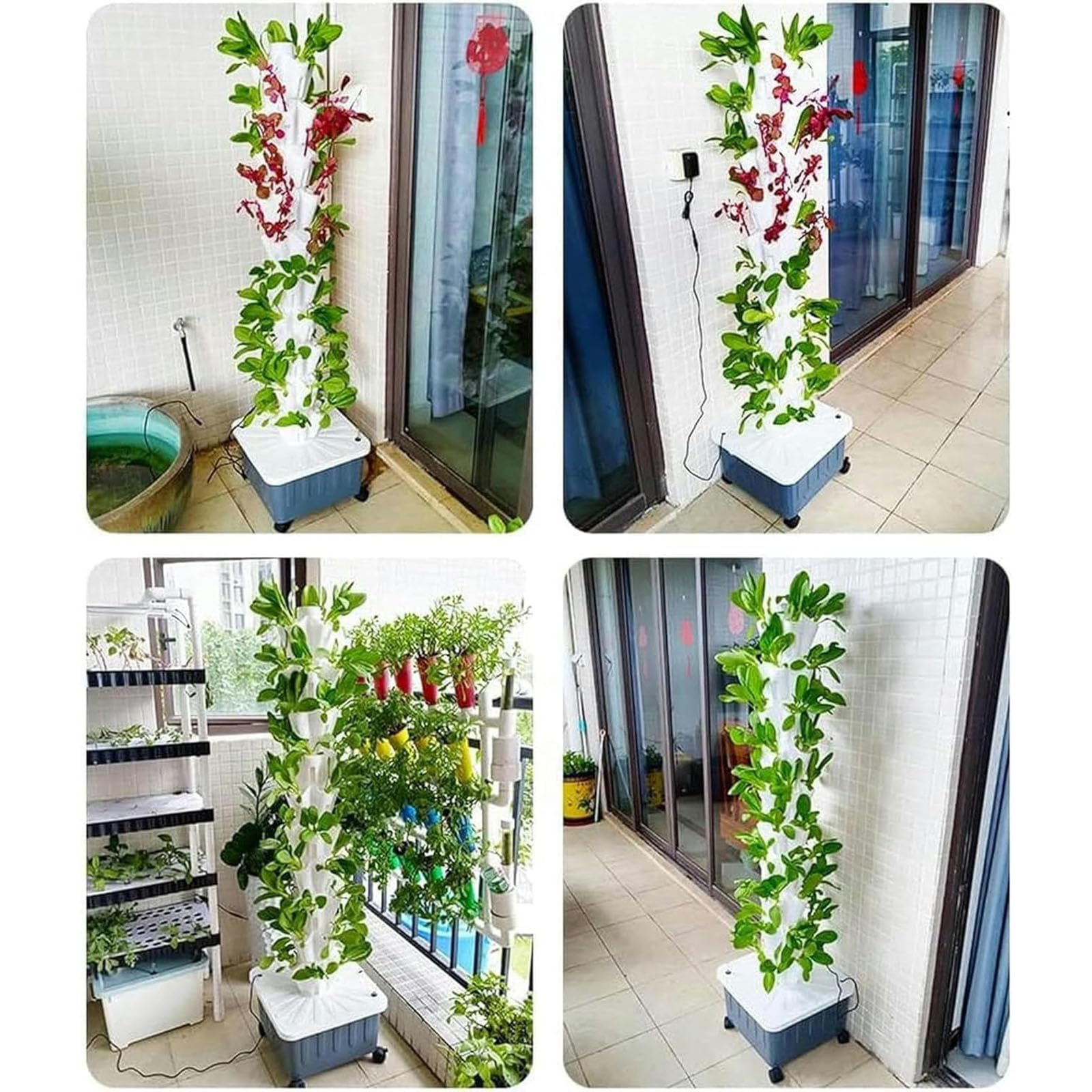 Conjunto de Torre hidropónica de 70 Orificios y 14 Capas GFF, Sistema de Cultivo hidropónico, Kit de Cultivo hidropónico, Inteligente, Sistema de Cultivo hidropónico Vertical