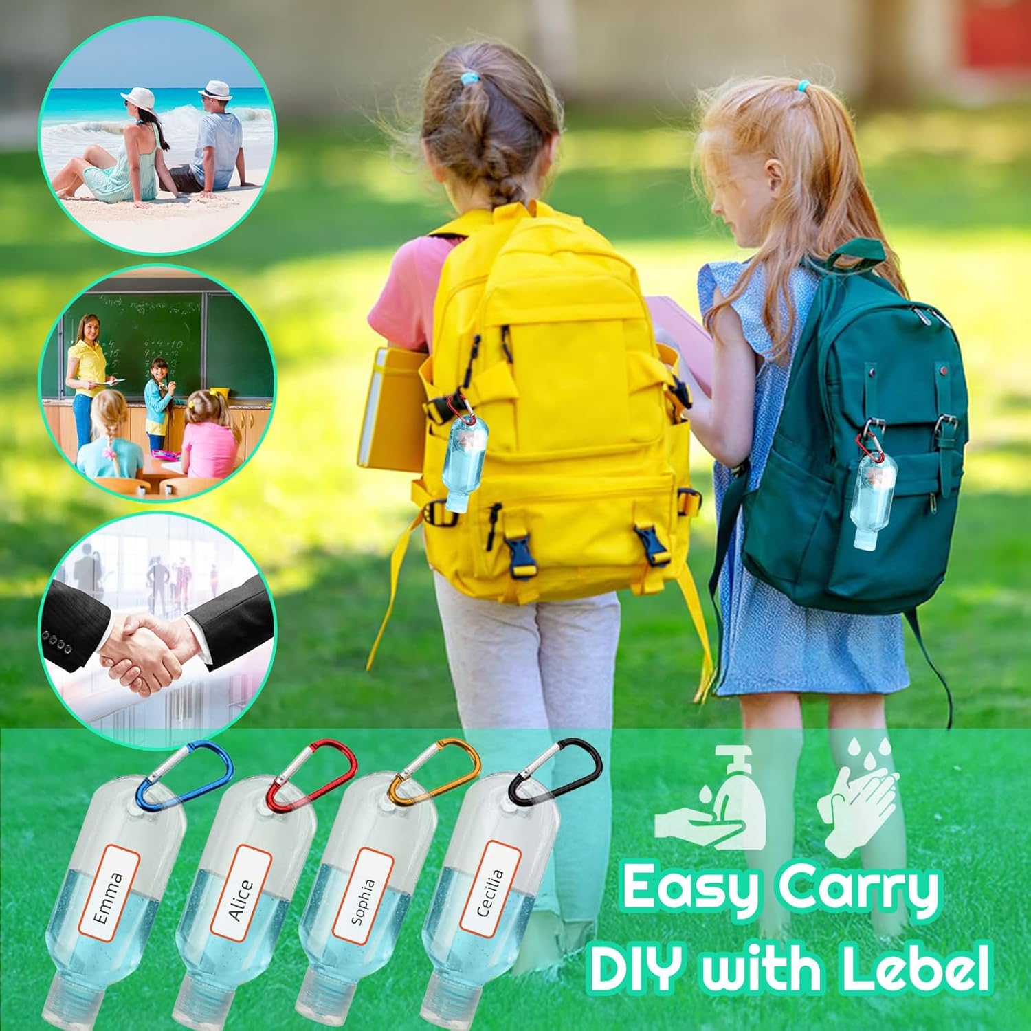 100PCS Value Empty Hand Sanitizer Bottles with Keychains, 2OZ Travel Bottle with Clips, Portable Travel Size Bottle Containers for Hand Sanitizer Holder with Lid - Leak Proof, Refillable,Empty