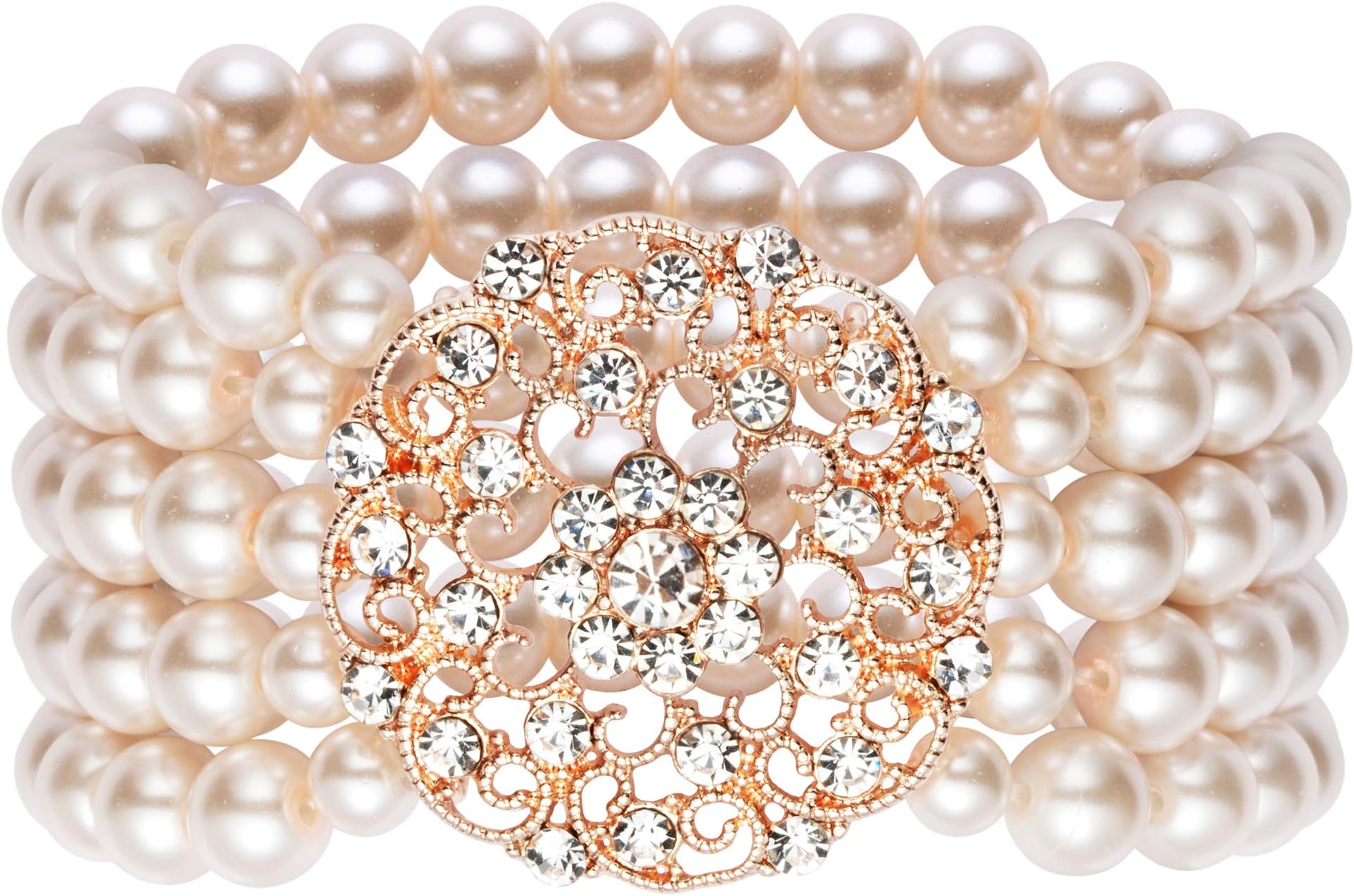 1920s Flapper Imitation Pearl Bracelet Great Gatsby Elastic Pearl Bracelet Roaring 20s Accessories Jewelry 5 Rows