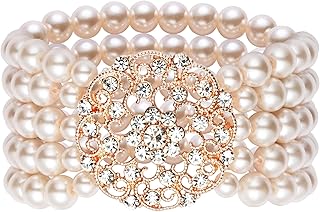 1920s Flapper Imitation Pearl Bracelet Great Gatsby Elastic Pearl Bracelet Roaring 20s Accessories Jewelry 5 Rows