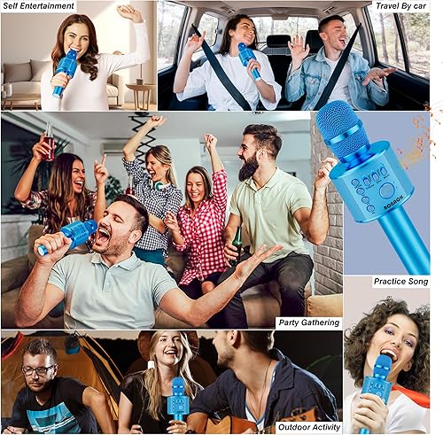 Miniatura 34 de BONAOK Micrófono de karaoke para niños, micrófono inalámbrico Bluetooth para cantar, regalo para niños, adultos, niñas, niños, juguetes de Navidad