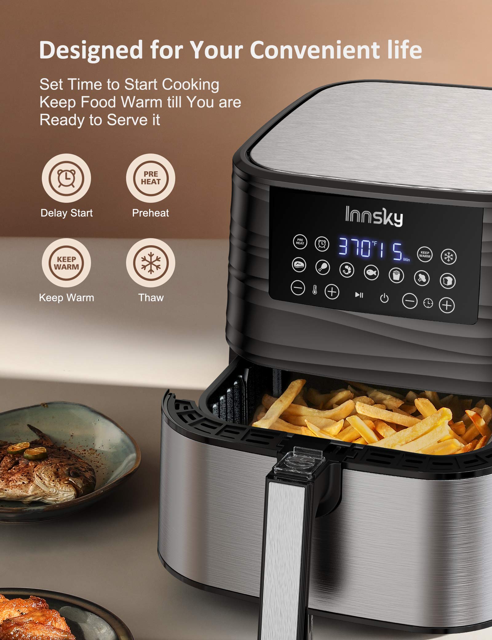 Innsky Air Fryer XL 5.8 QT, 【2021 Upgraded】 11 in 1 Oilless Air Fryers