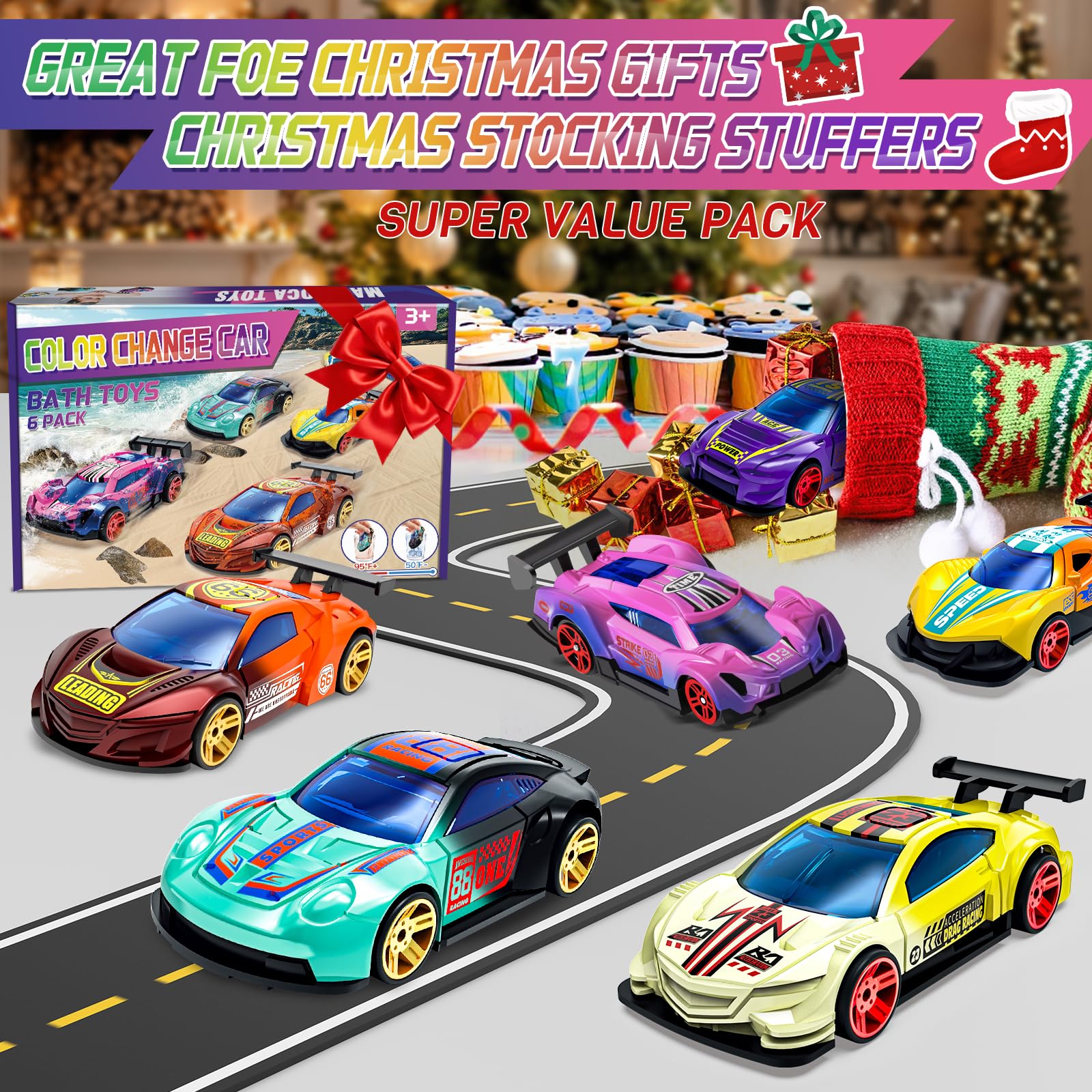 Coches que cambian de color, juguetes de baño para edades de 5 a 7 años, juguetes de piscina, juguetes de agua, juguetes al aire libre para niños de 4 a 8 años, regalos para niños, regalos para 7