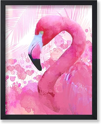 Poster Master Póster de ilustración vintage, estampado de animales retro, regalo para artista, amigo, flamenco, verano, tropical, acuarela, flor,