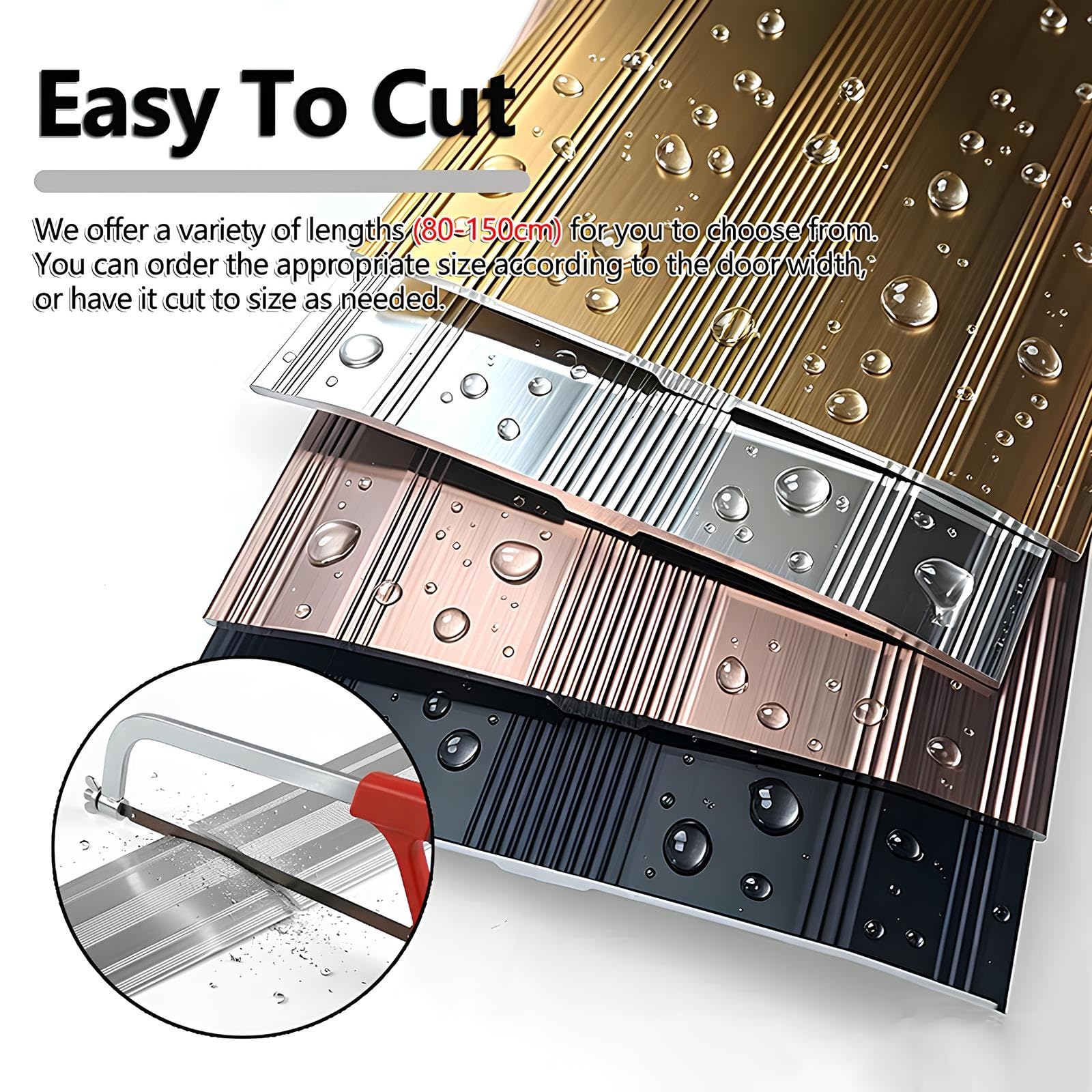 Profilo di Transizione Larghezza 60mm Striscia Transizione Pavimento | Striscia di Transizione Pavimenti in Alluminio per Porta e Riempimento Fessure Parquet e Piastrelle(Gold,60mmx145cm)