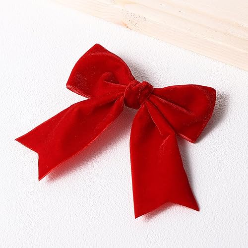 Miniatura 6 de Lazos de terciopelo rojo de 4 pulgadas, lindos lazos de San Valentín, para la escuela, Navidad, Año Nuevo, pasadores de cocodrilo, accesorio de