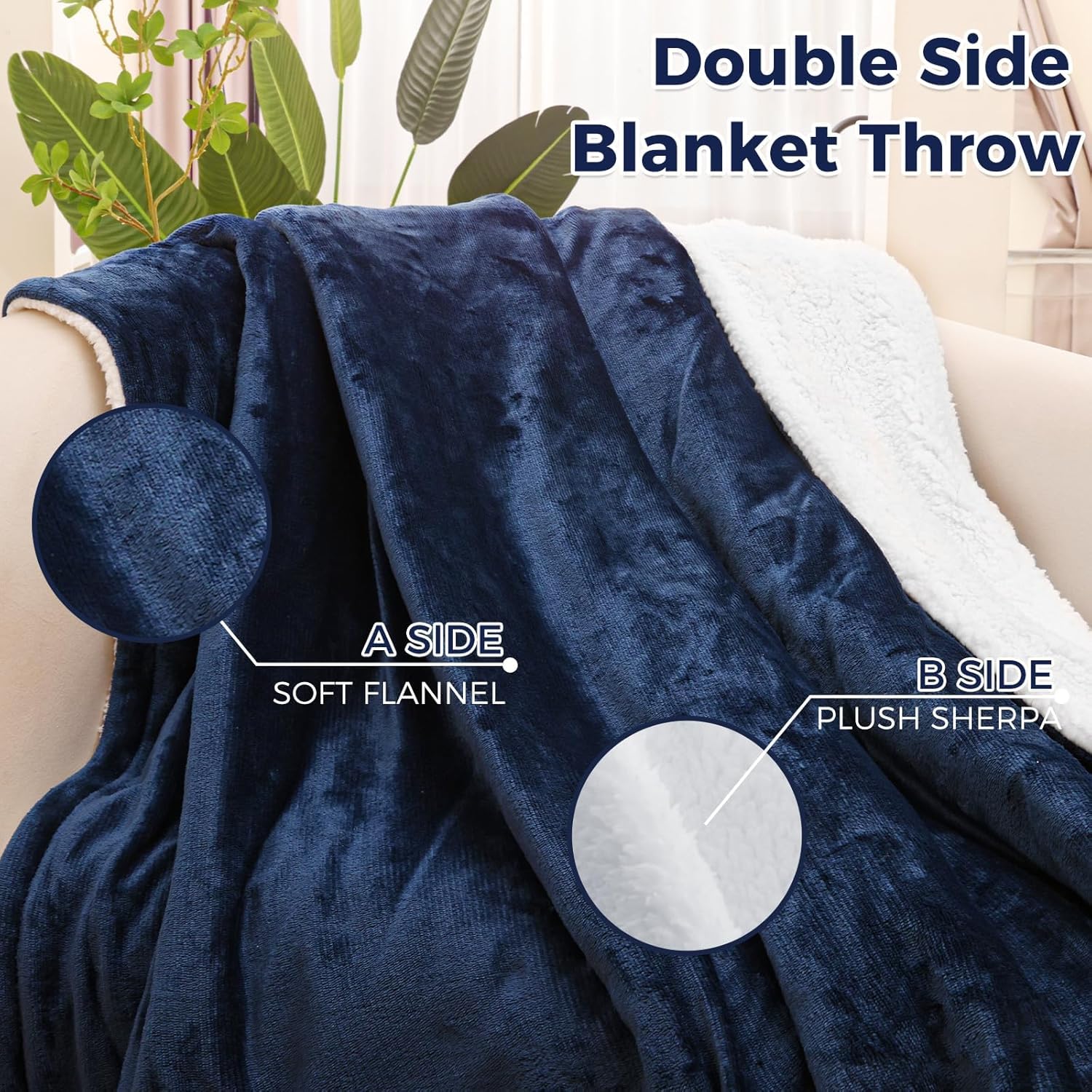 PROALLER Coperta Riscaldante Elettrica, Coperta Termica 160x130 CM Pile Sherpa in Doppia Flanella, Lavabile in Lavatrice, Timer 9 Ore e 10 Impostazioni Di Calore Blu