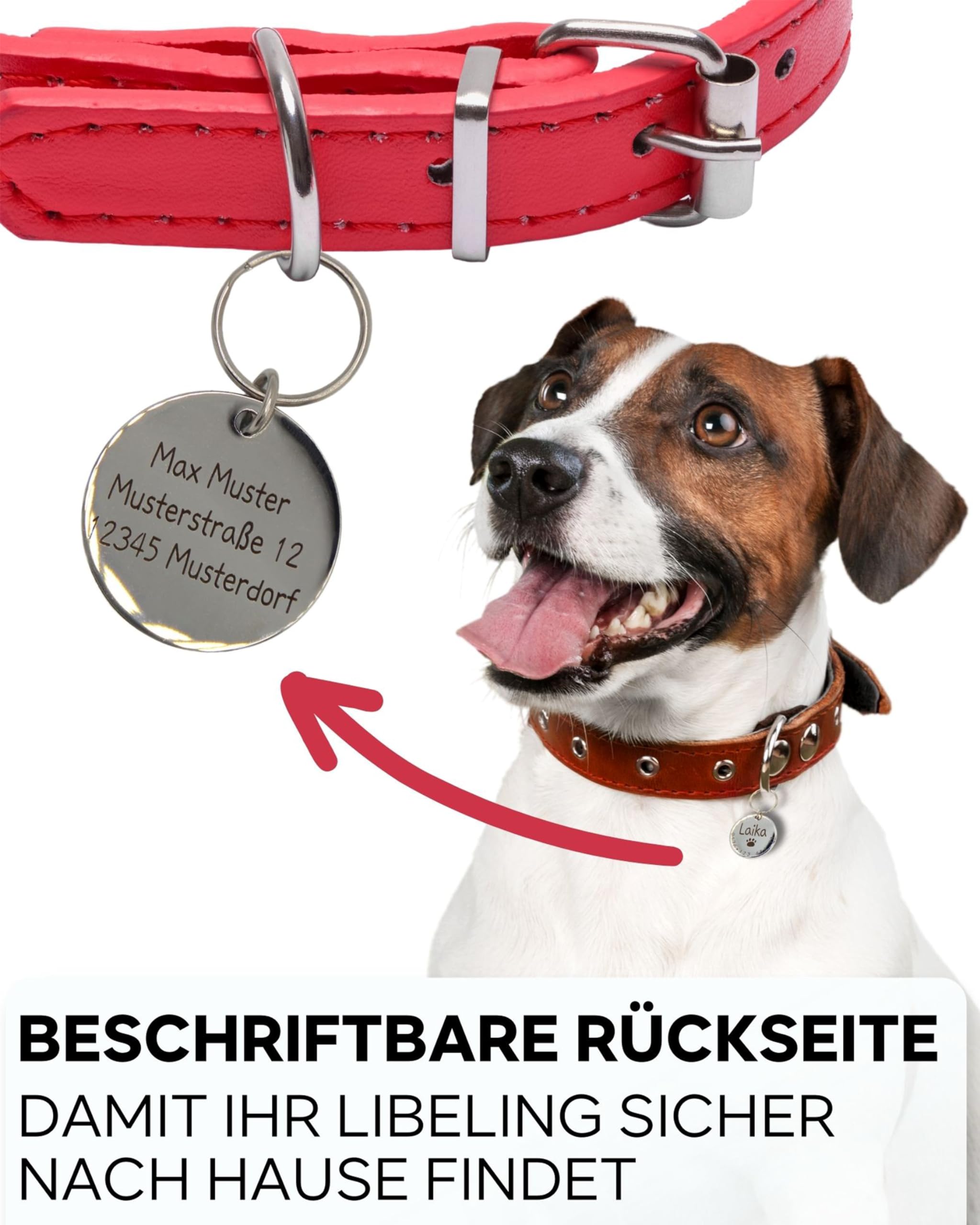 Ibera Medaglietta Cane Personalizzata XL A Forma Di Osso - Targhetta Per Cani Di Taglia Grande Con Incisione - Foto 10